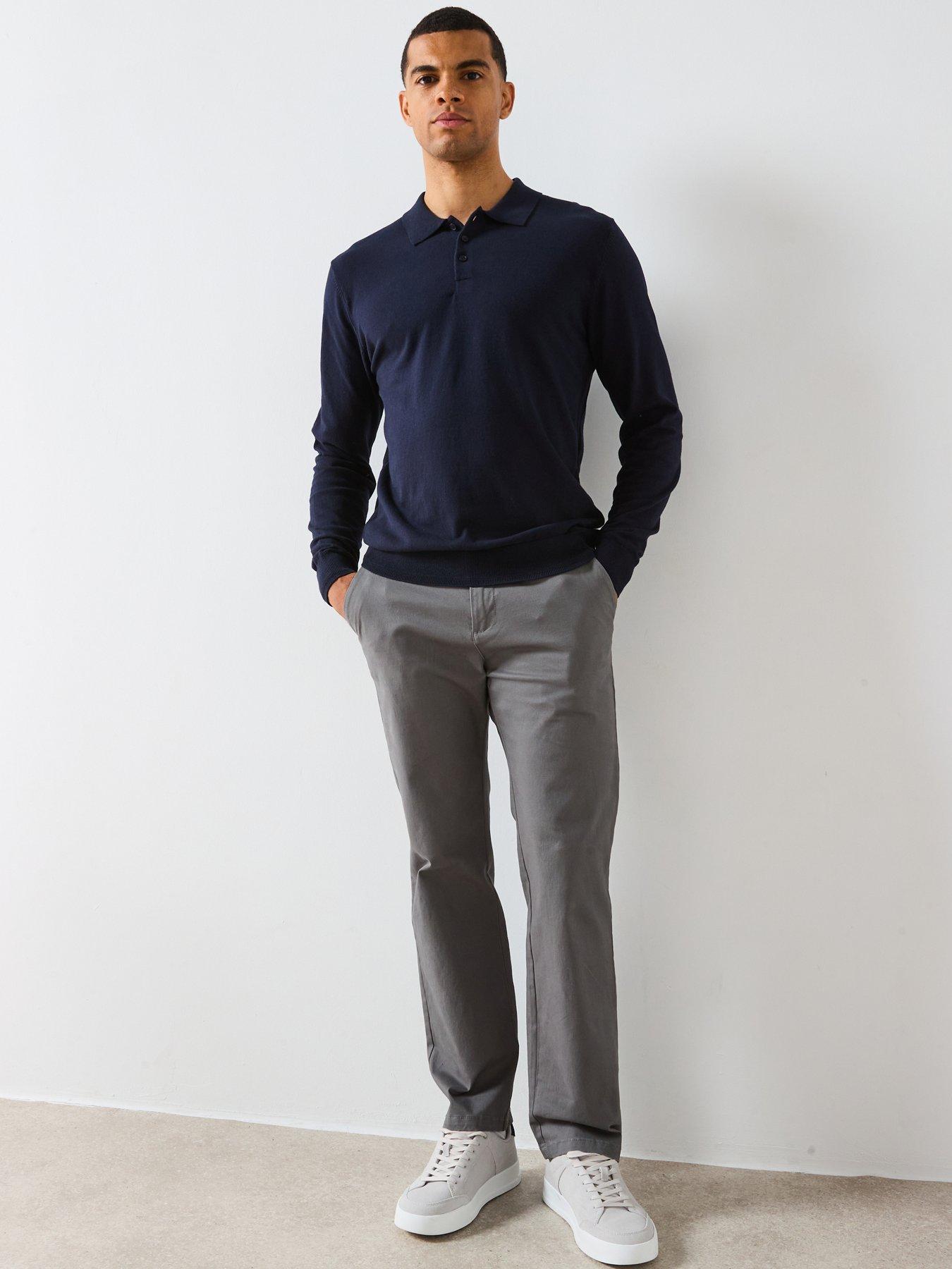 Image 3 of 5 of The Very Collection Cotton Rich Knitted Long Sleeve Polo Top - Navy