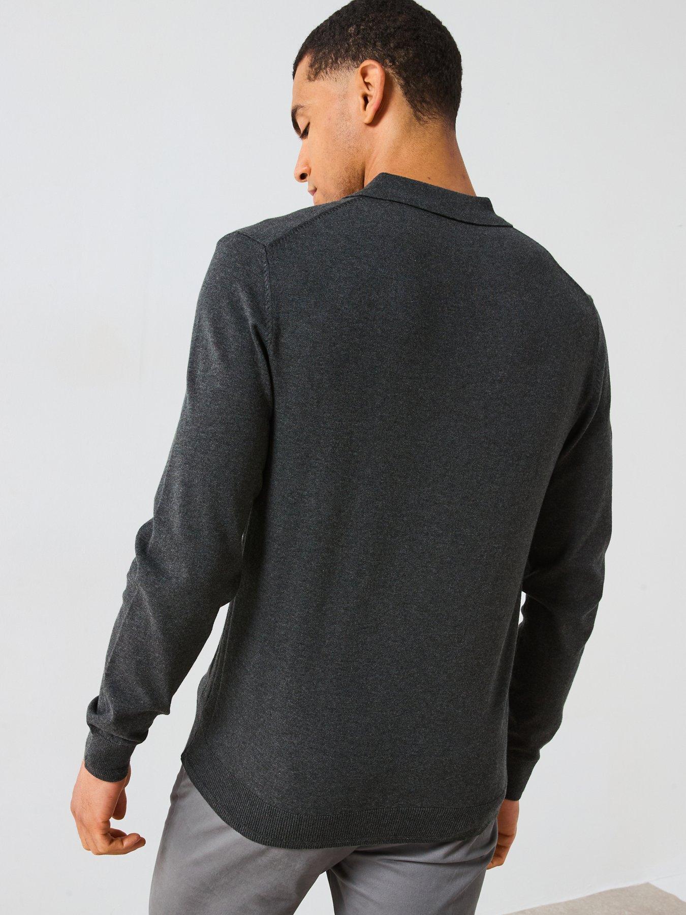 the-very-collection-cotton-rich-knitted-long-sleeve-polo-top-charcoalstillFront