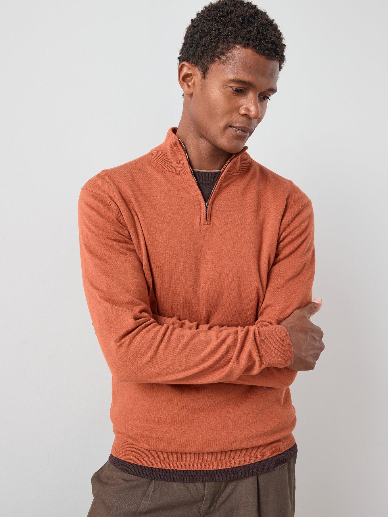 the-very-collection-cotton-rich-knitted-14-zip-jumper-rustfront