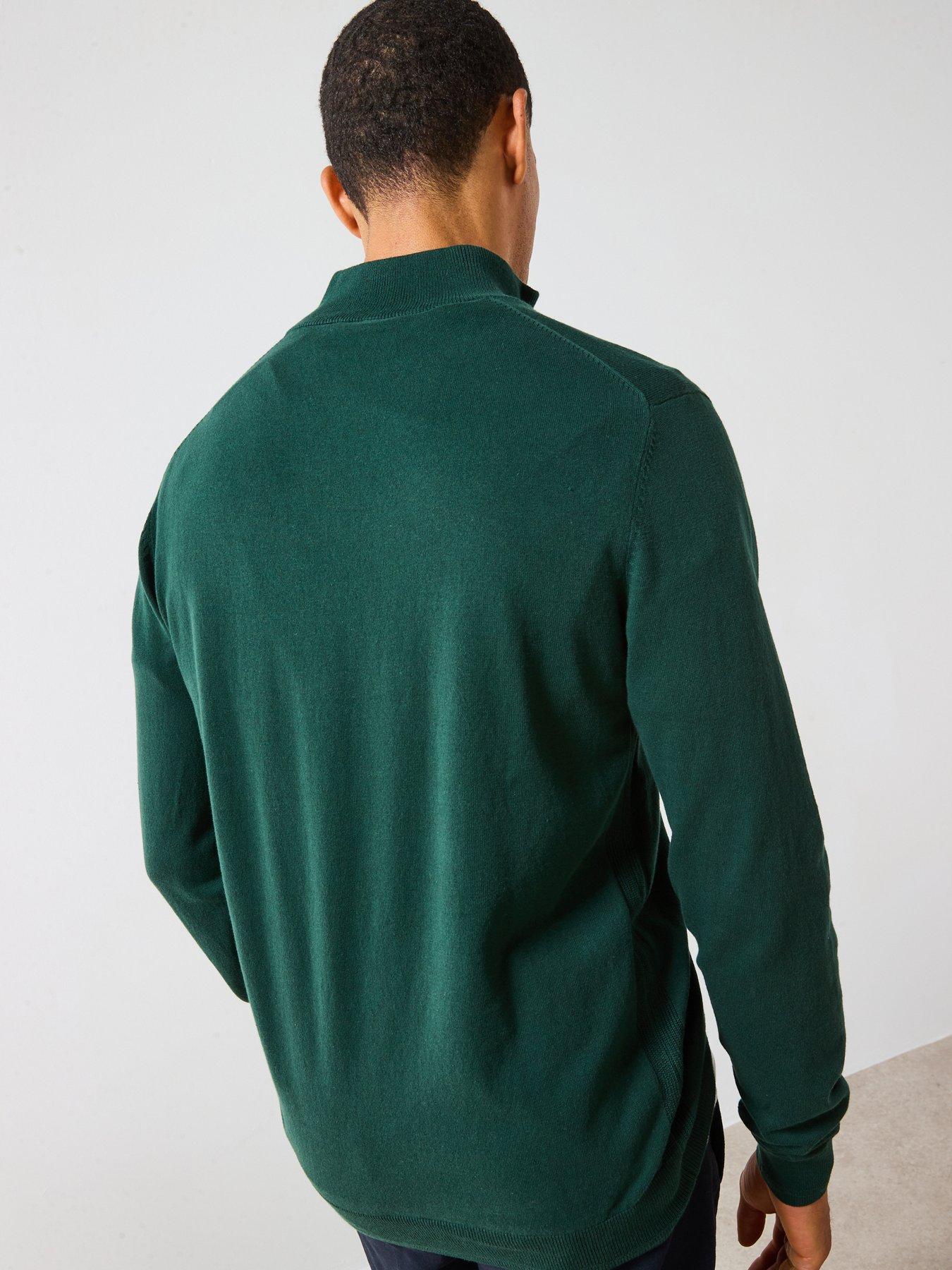 the-very-collection-cotton-rich-knitted-14-zip-jumper--nbspgreenstillFront