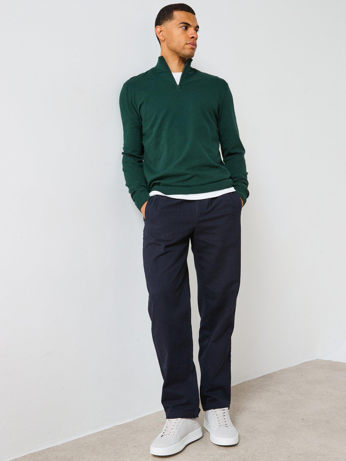 the-very-collection-cotton-rich-knitted-14-zip-jumper--nbspgreenback