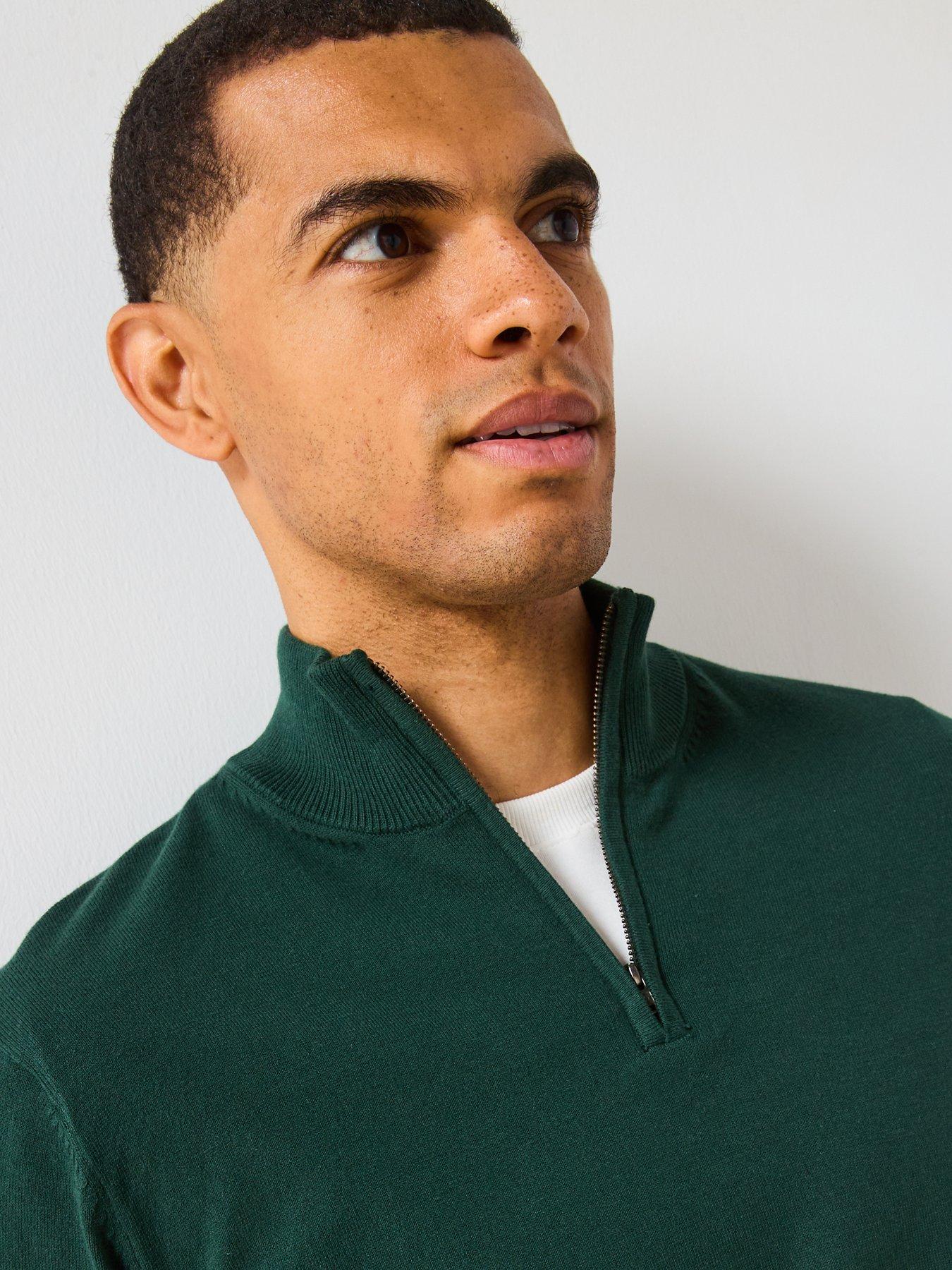 the-very-collection-cotton-rich-knitted-14-zip-jumper--nbspgreenoutfit