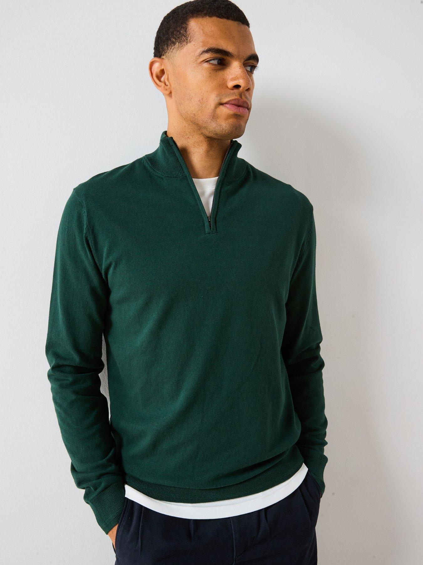 the-very-collection-cotton-rich-knitted-14-zip-jumper--nbspgreendetail