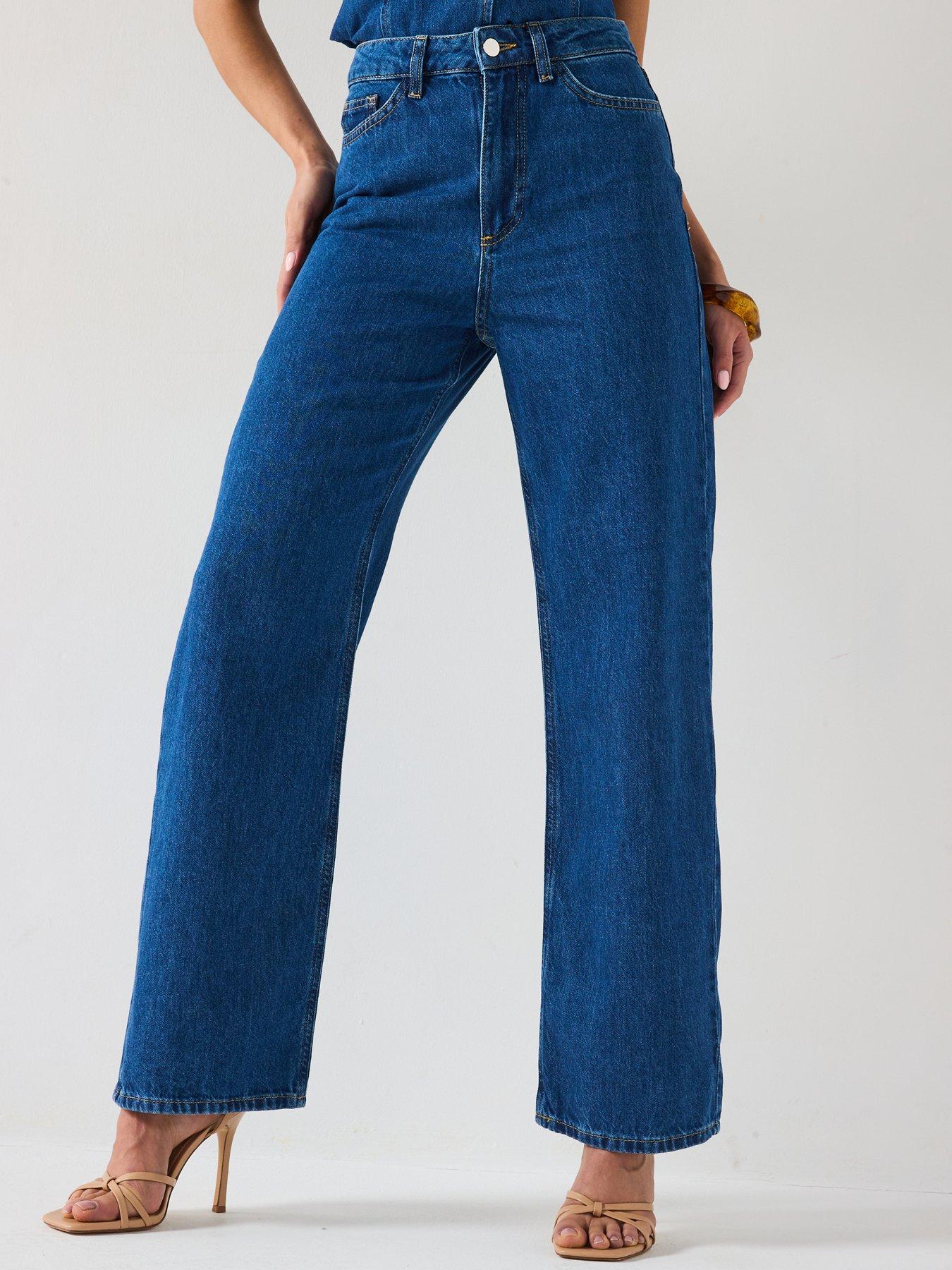 undefined Denim Tailored Wide Leg Co-Ord Jeans - Mid Wash