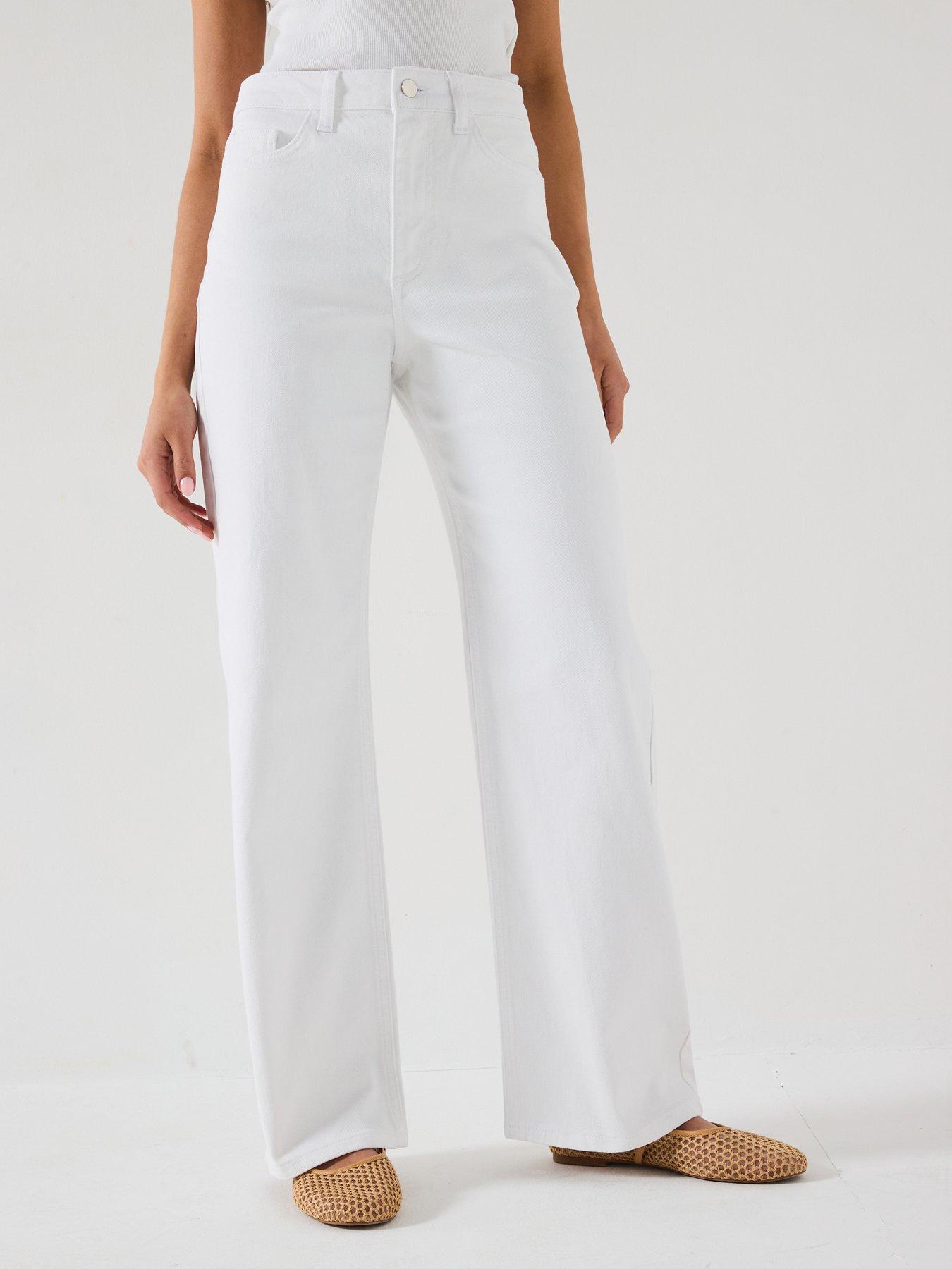 V by Very Wide Leg High Waist Jeans - White