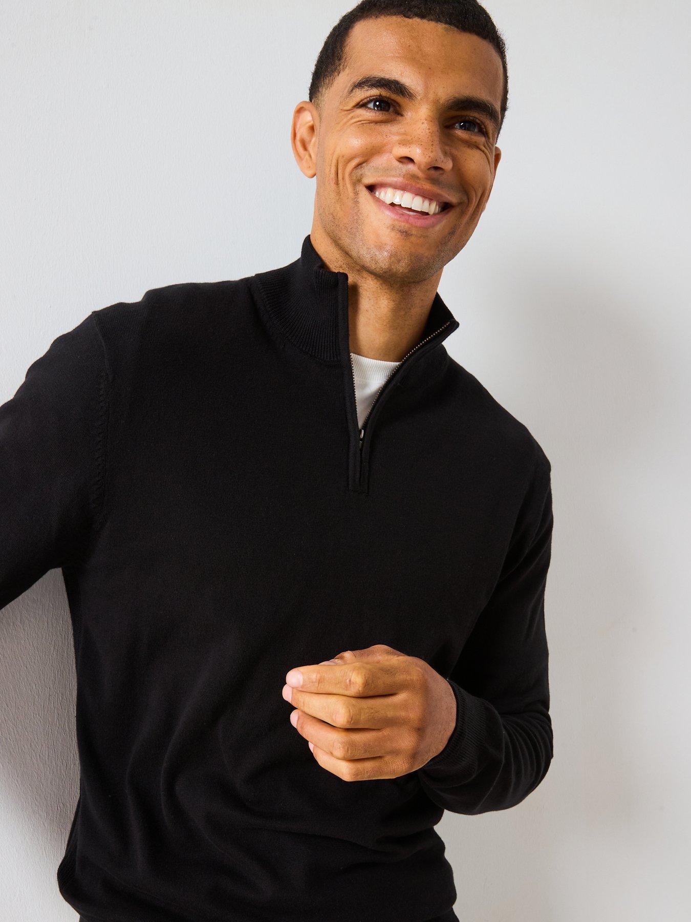 the-very-collection-cotton-rich-knitted-14-zip-jumper--blackdetail