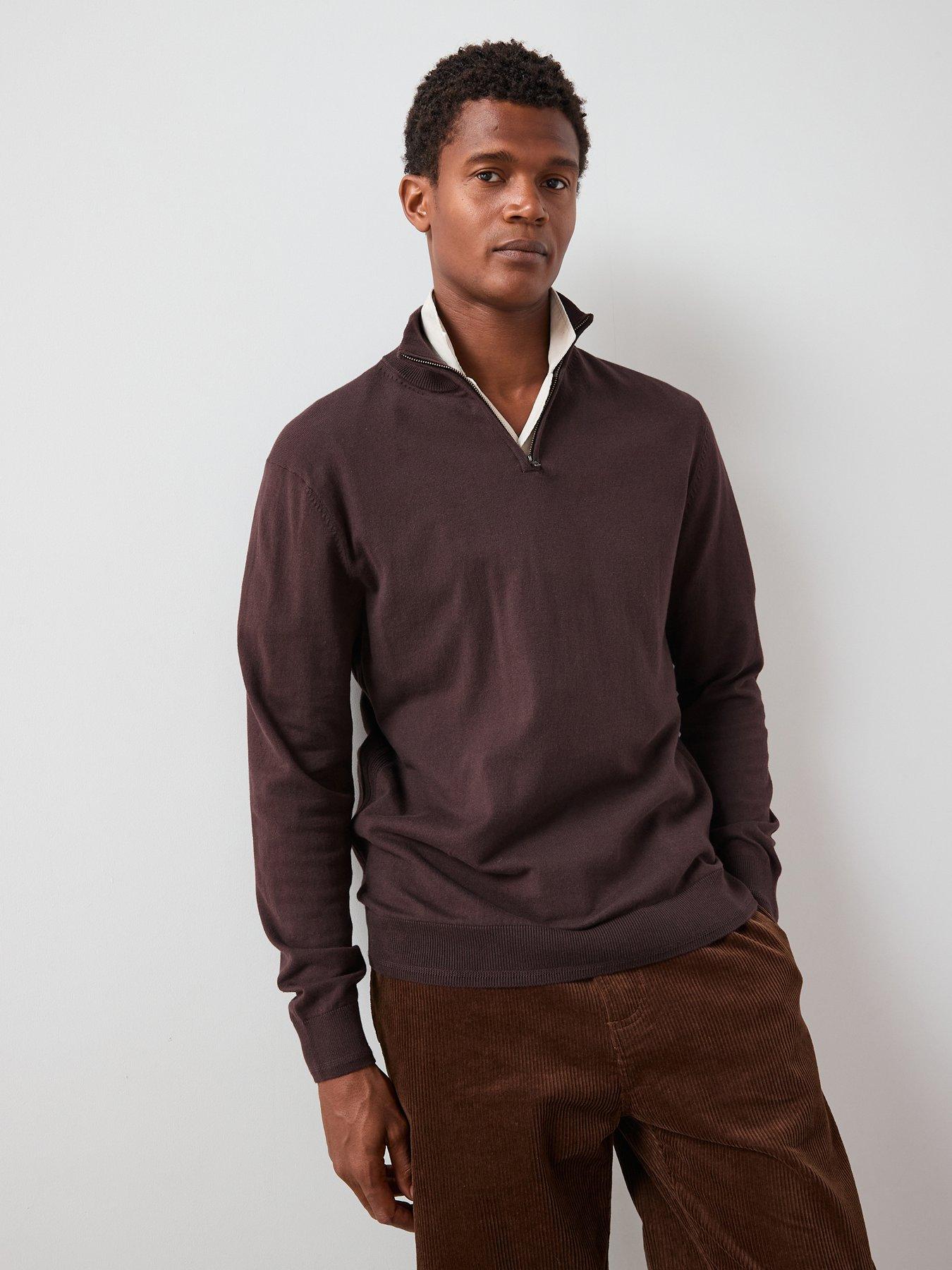 the-very-collection-cotton-rich-knitted-14-zip-jumper-burgundy