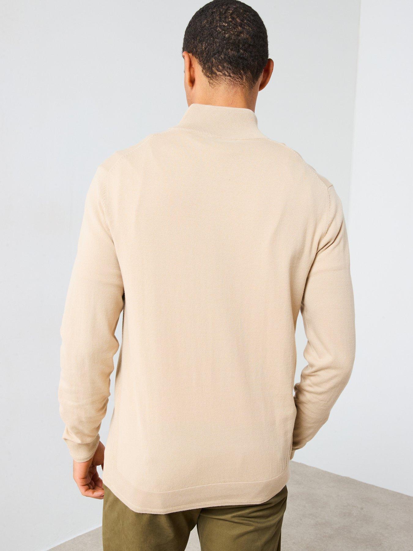Image 2 of 6 of The Very Collection Cotton Rich Knitted 1/4 Zip Jumper - Stone