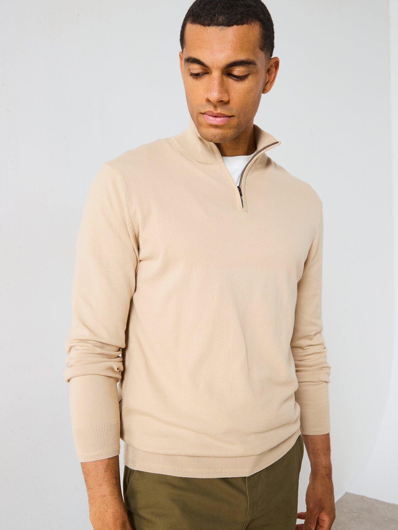 Image 5 of 6 of The Very Collection Cotton Rich Knitted 1/4 Zip Jumper - Stone