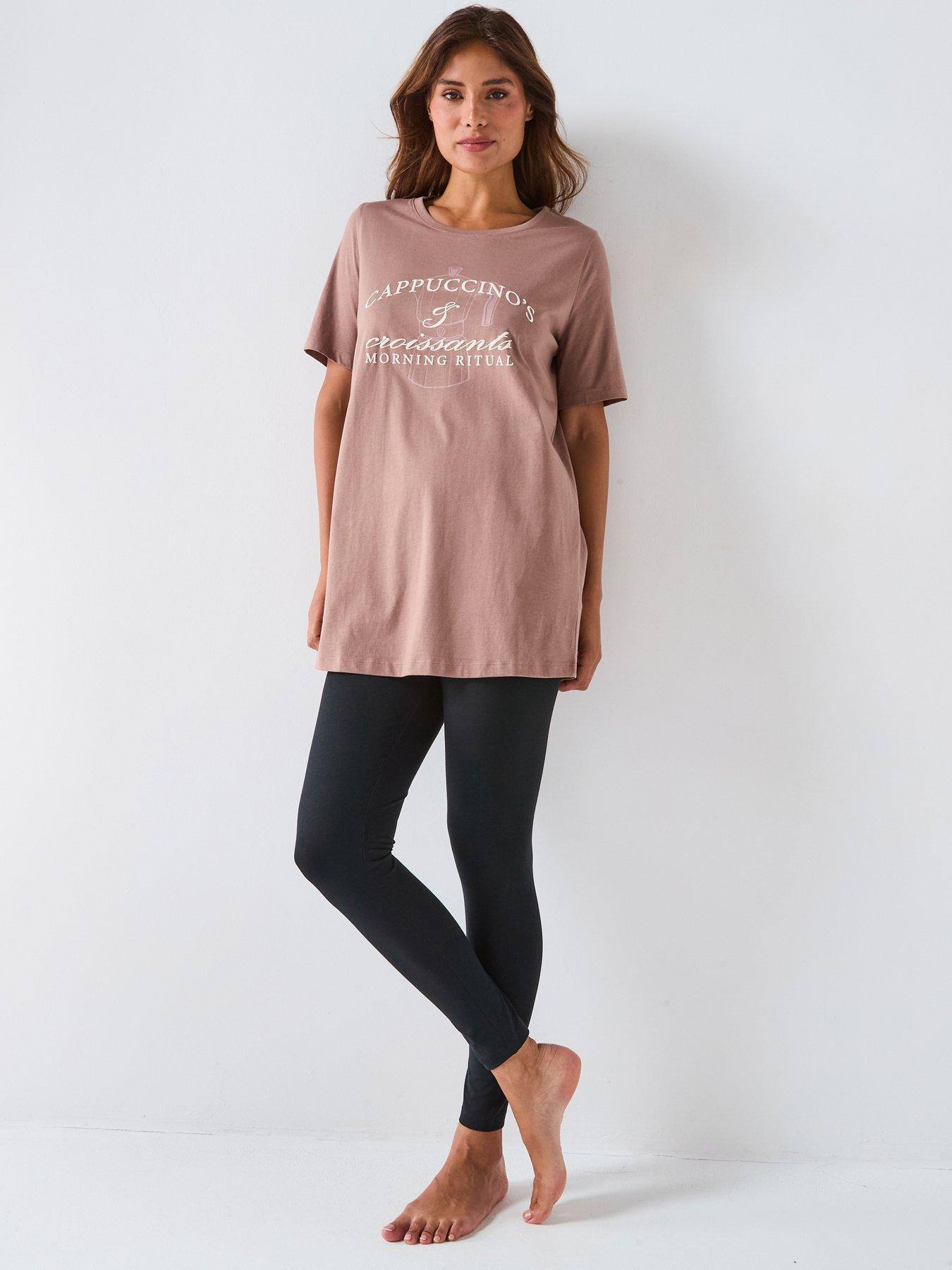everyday-slogan-longline-t-shirt-with-leggings-pj-set-brown