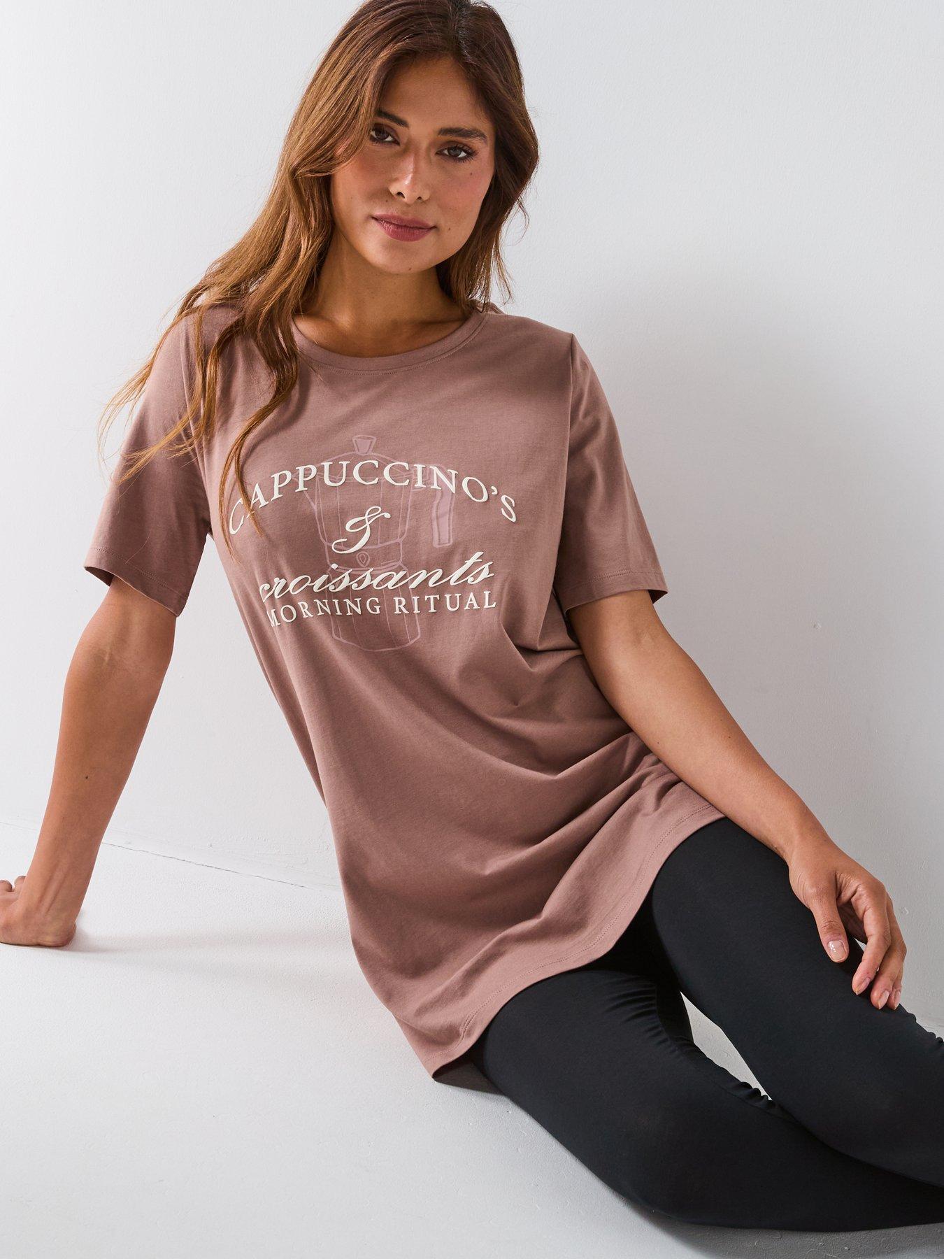 everyday-slogan-longline-t-shirt-with-leggings-pj-set-brownoutfit