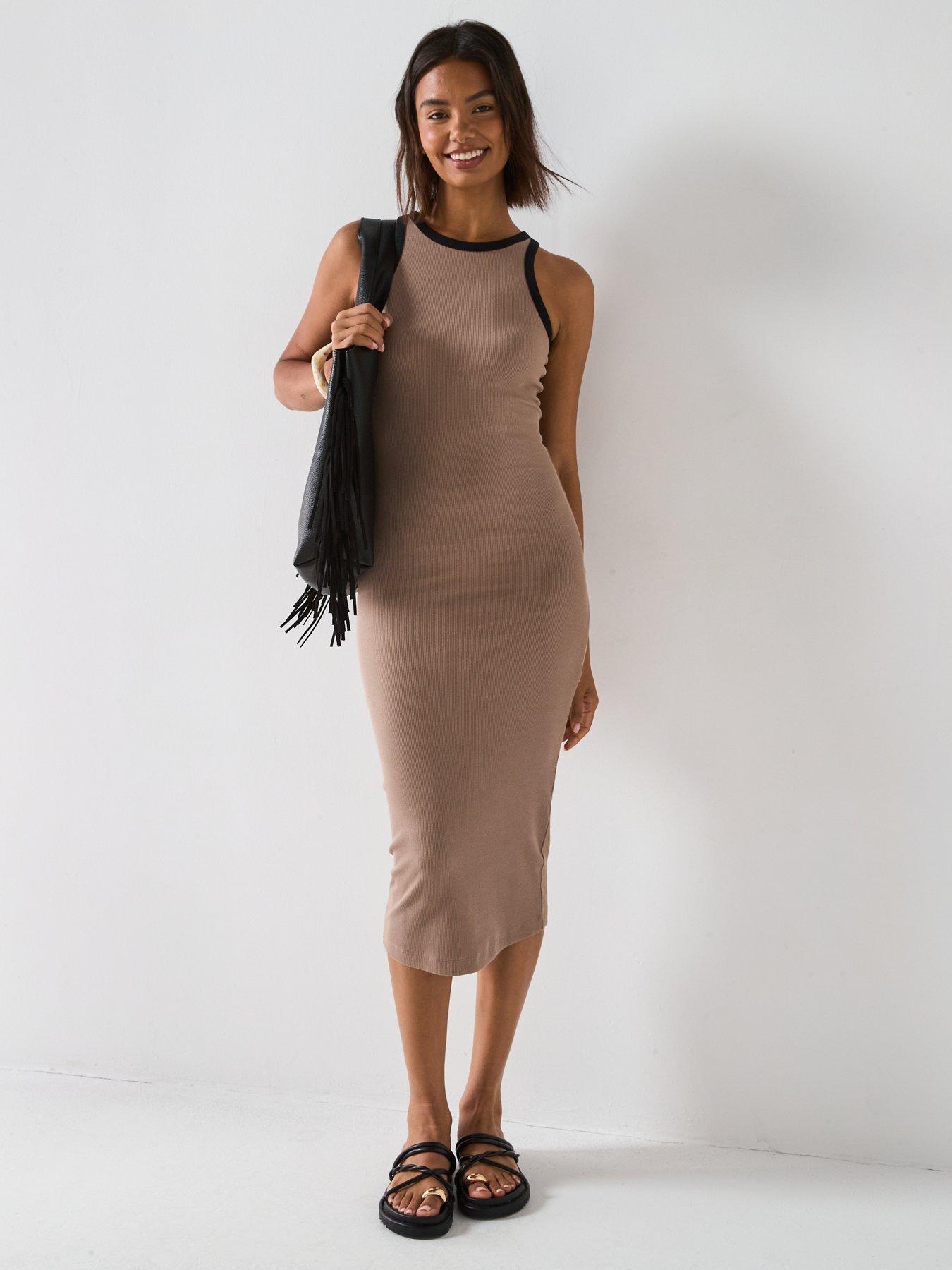 v-by-very-ribbed-midaxi-dress-with-contrast-trim-brownback