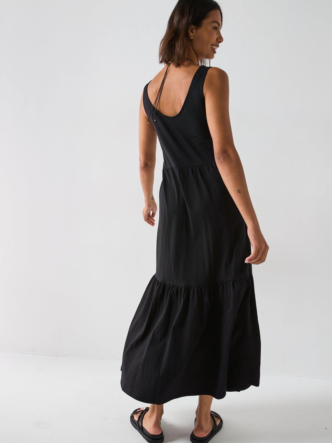 v-by-very-tiered-maxi-dress-blackstillFront