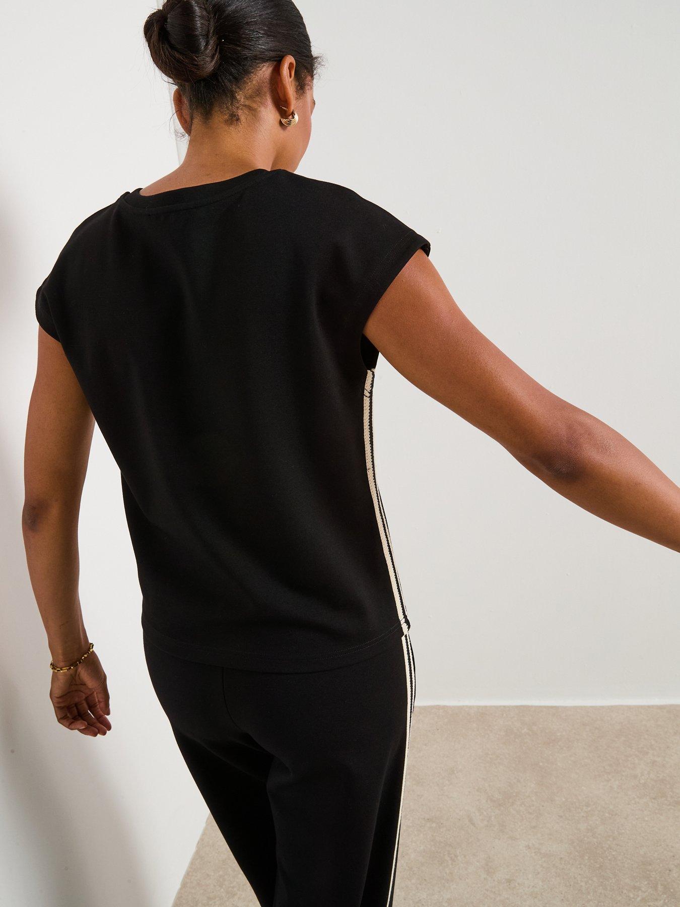 v-by-very-tape-side-t-shirt-blackstillFront