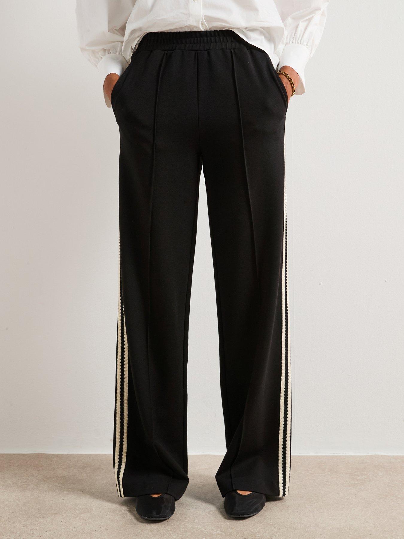 V by Very Tape Side Wide Leg Trouser - Black