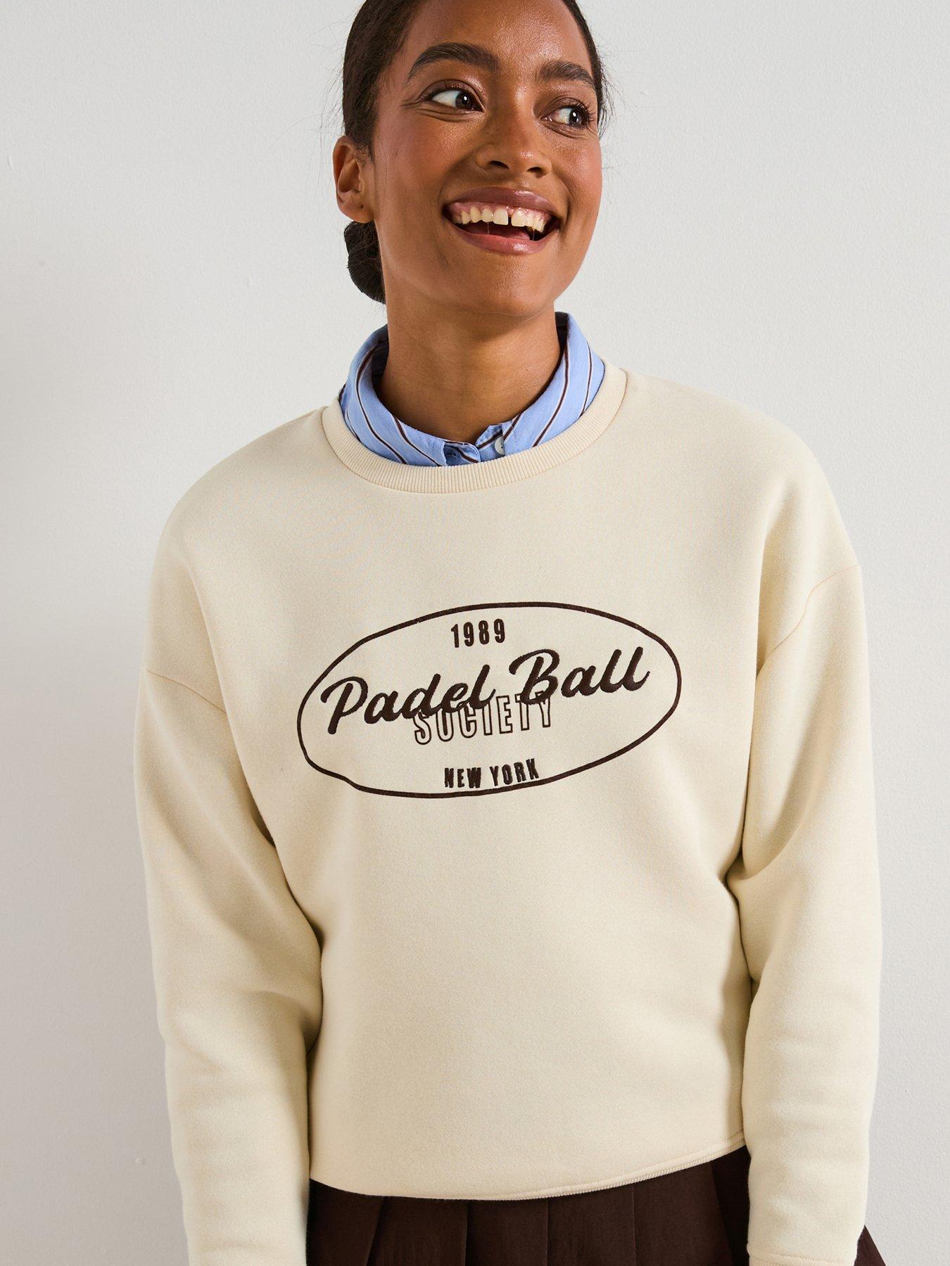 Image 1 of 6 of V by Very Basic Fashion Graphic Sweatshirt - Cream