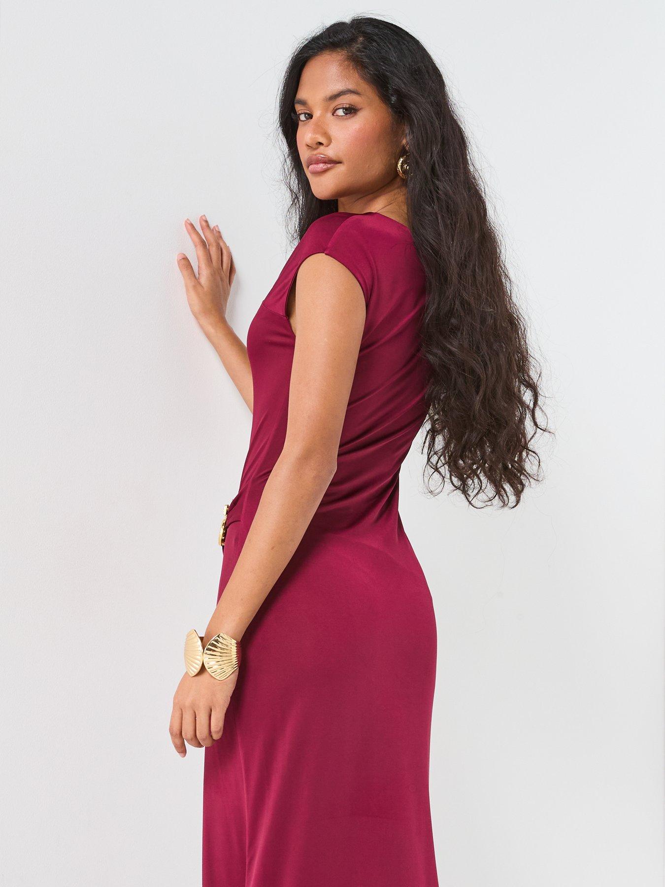Image 6 of 6 of V by Very Cut Out Statement Maxi Dress - Burgundy