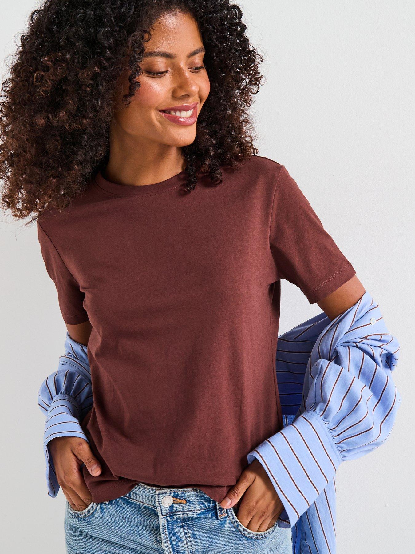 V by Very Crew Tee - Brown