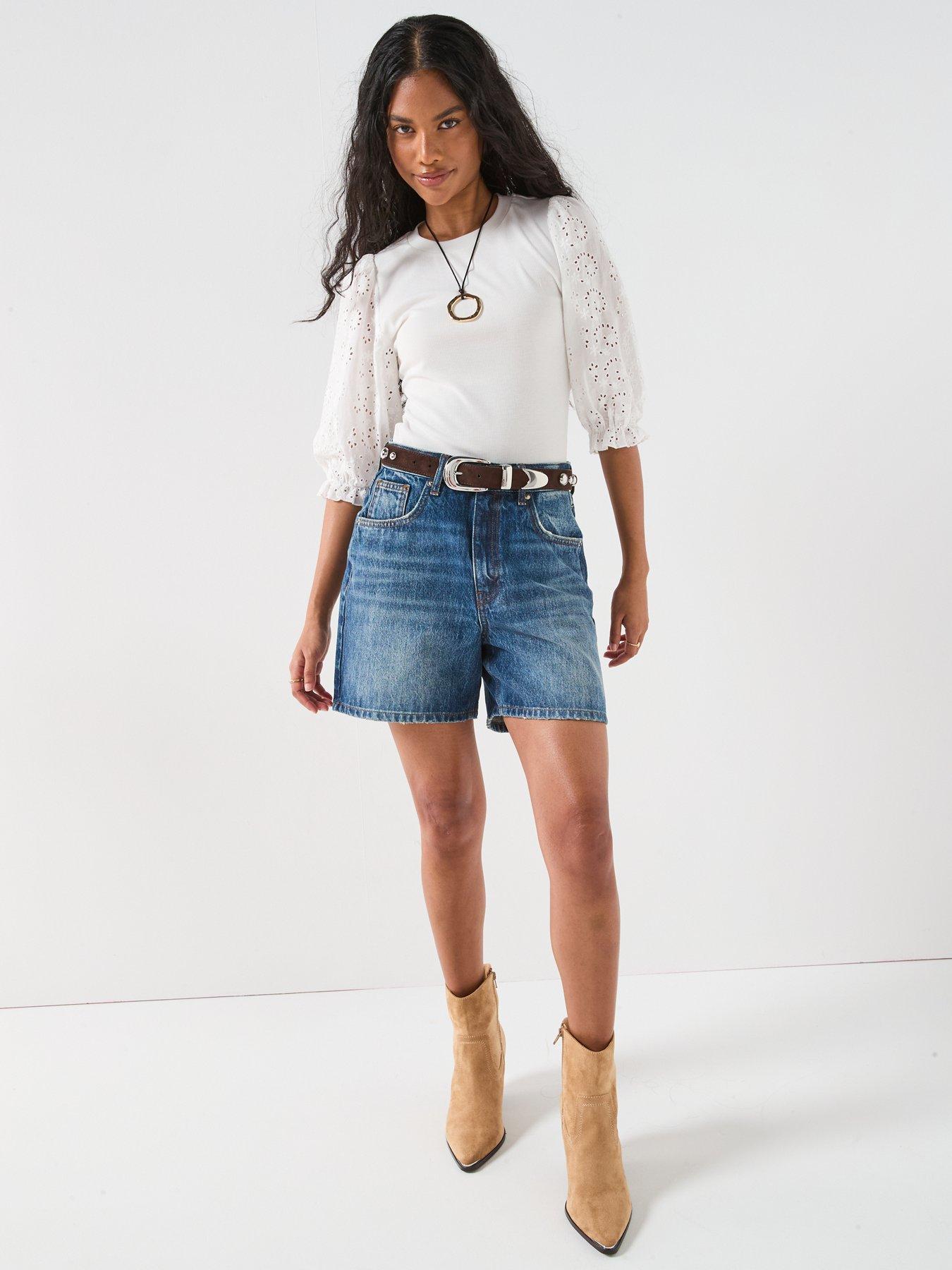 Image 3 of 6 of V by Very Shiffley Sleeve Top - White