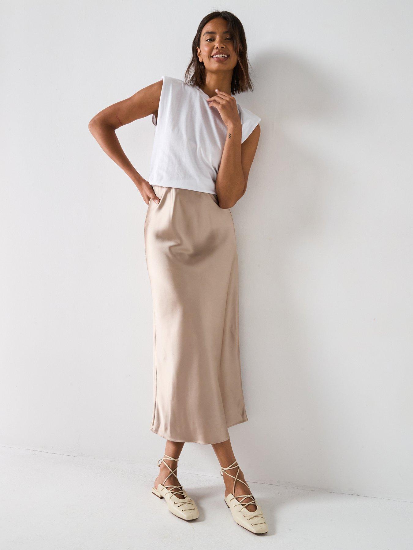 undefined Woven Satin Hem Dress - White