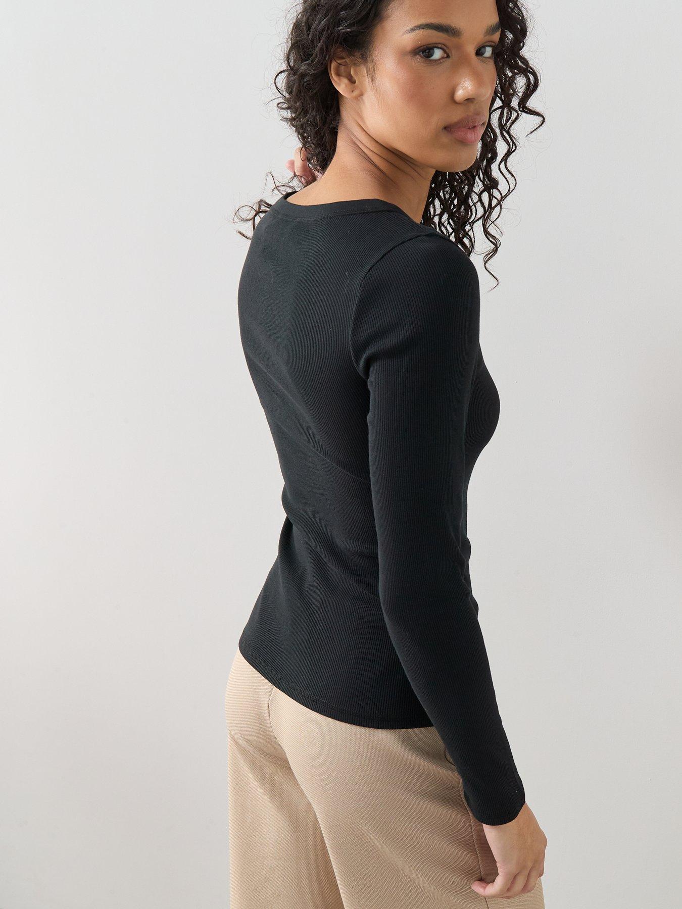 Image 2 of 5 of V by Very Long Sleeve Henley - Black