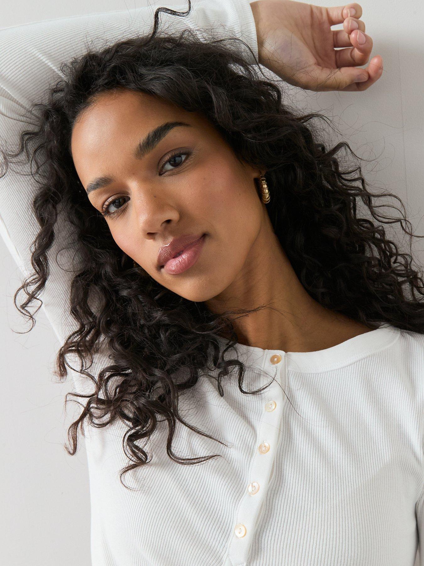 Image 6 of 6 of V by Very Long Sleeve Henley T-Shirt - White