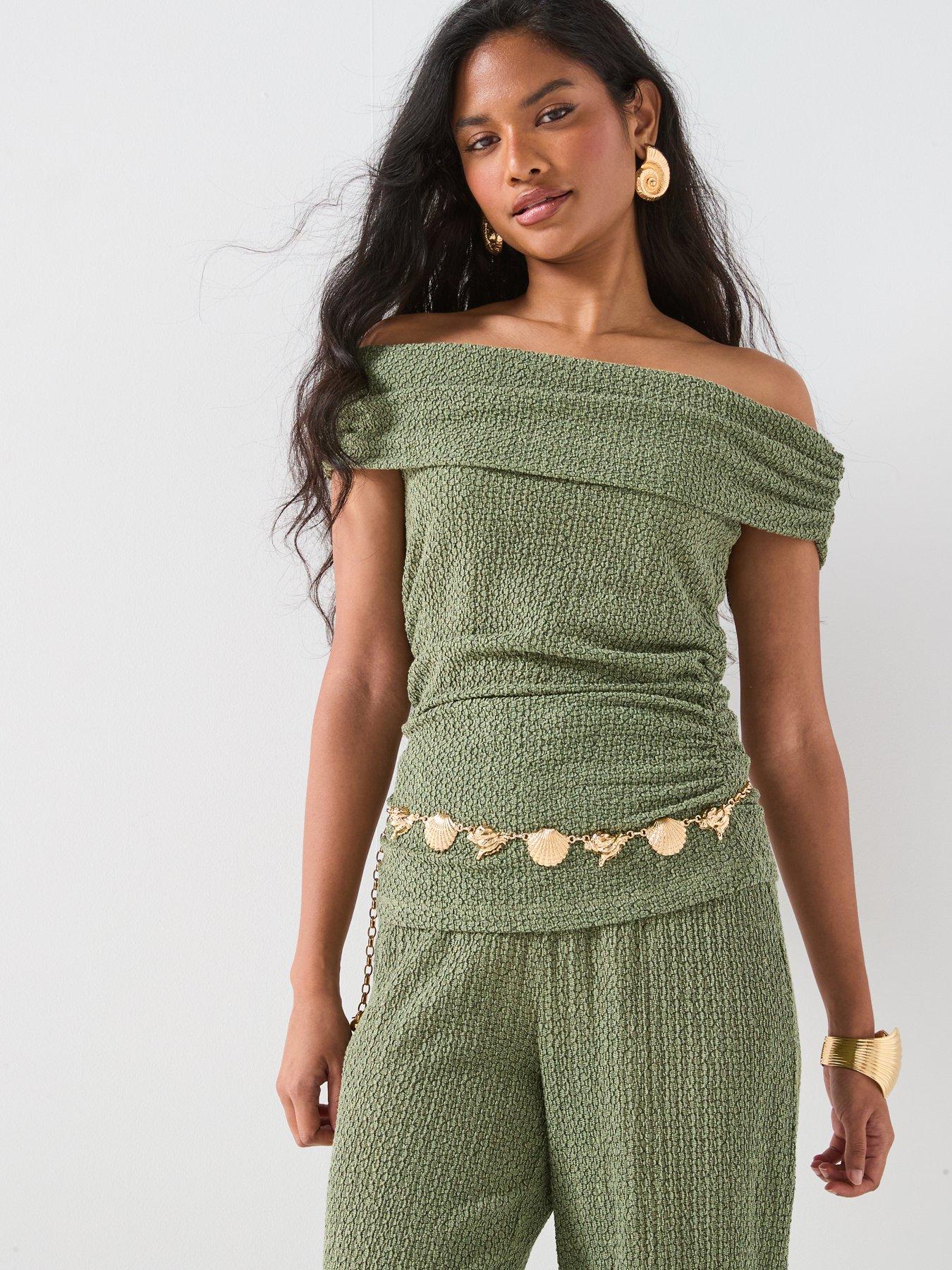 v-by-very-texture-bardot-co-ord-green