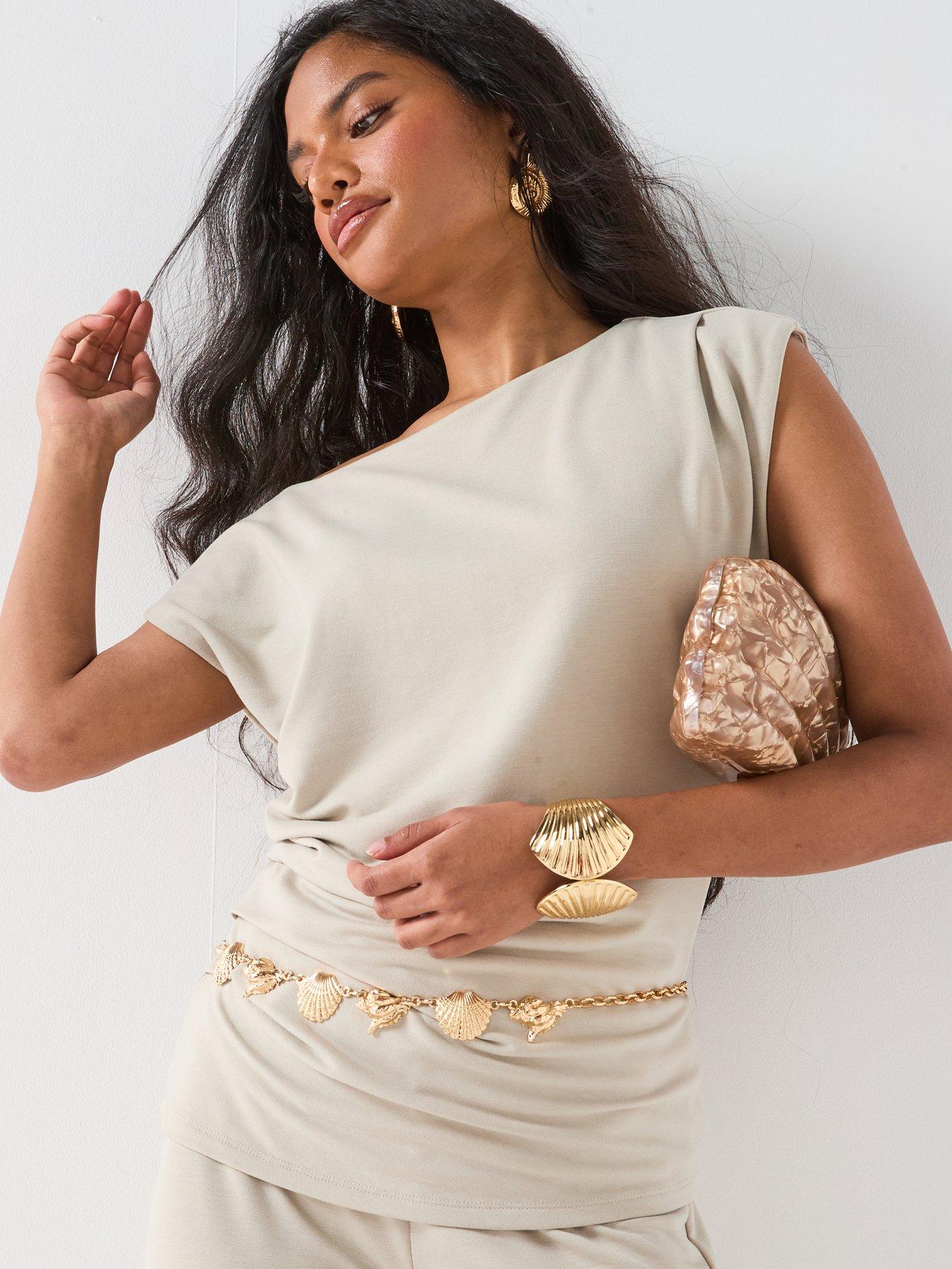 V by Very Drape Top Co-Ord - Taupe