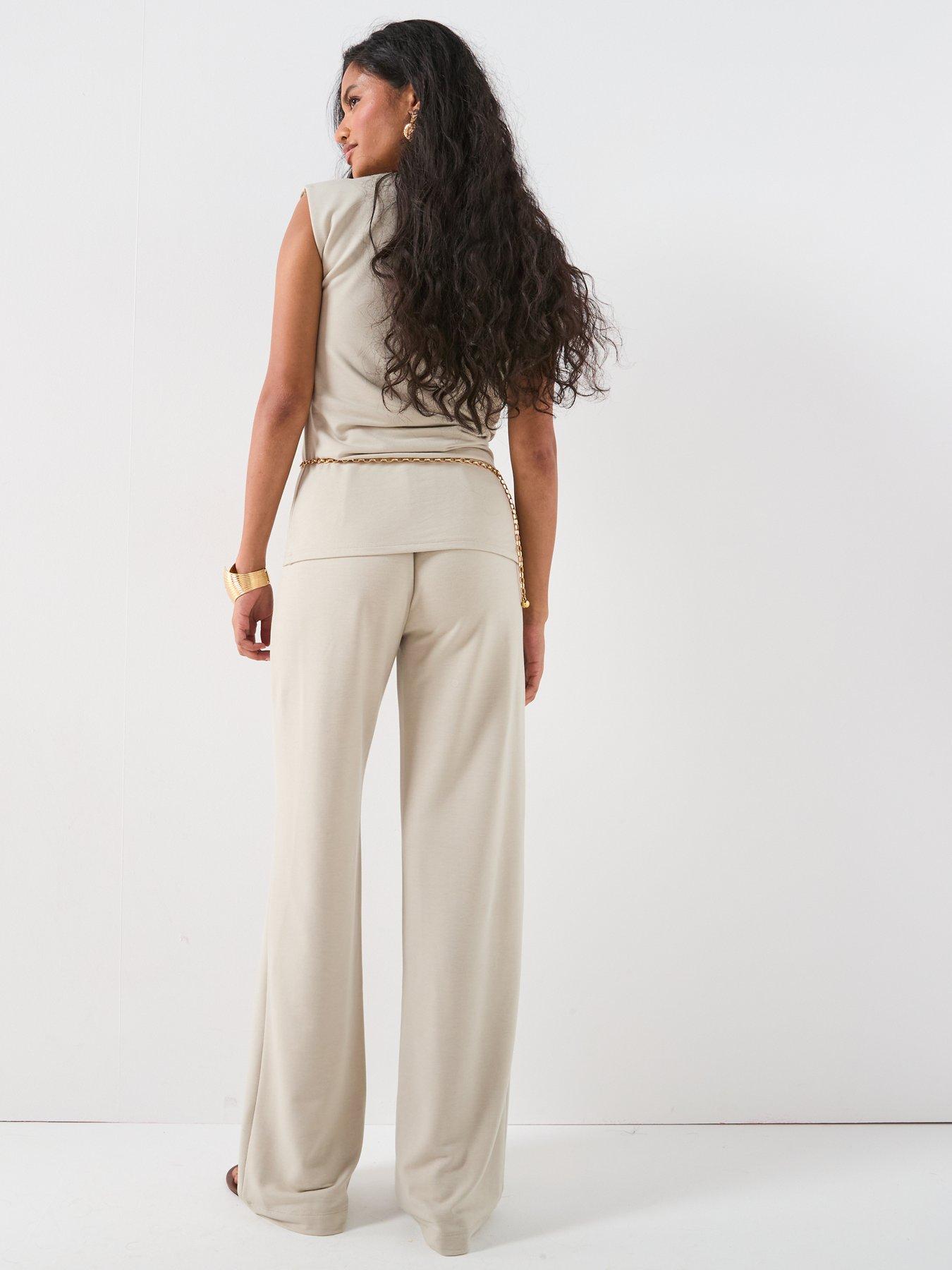 Image 5 of 6 of V by Very Drape Wide Leg Co ord - Taupe