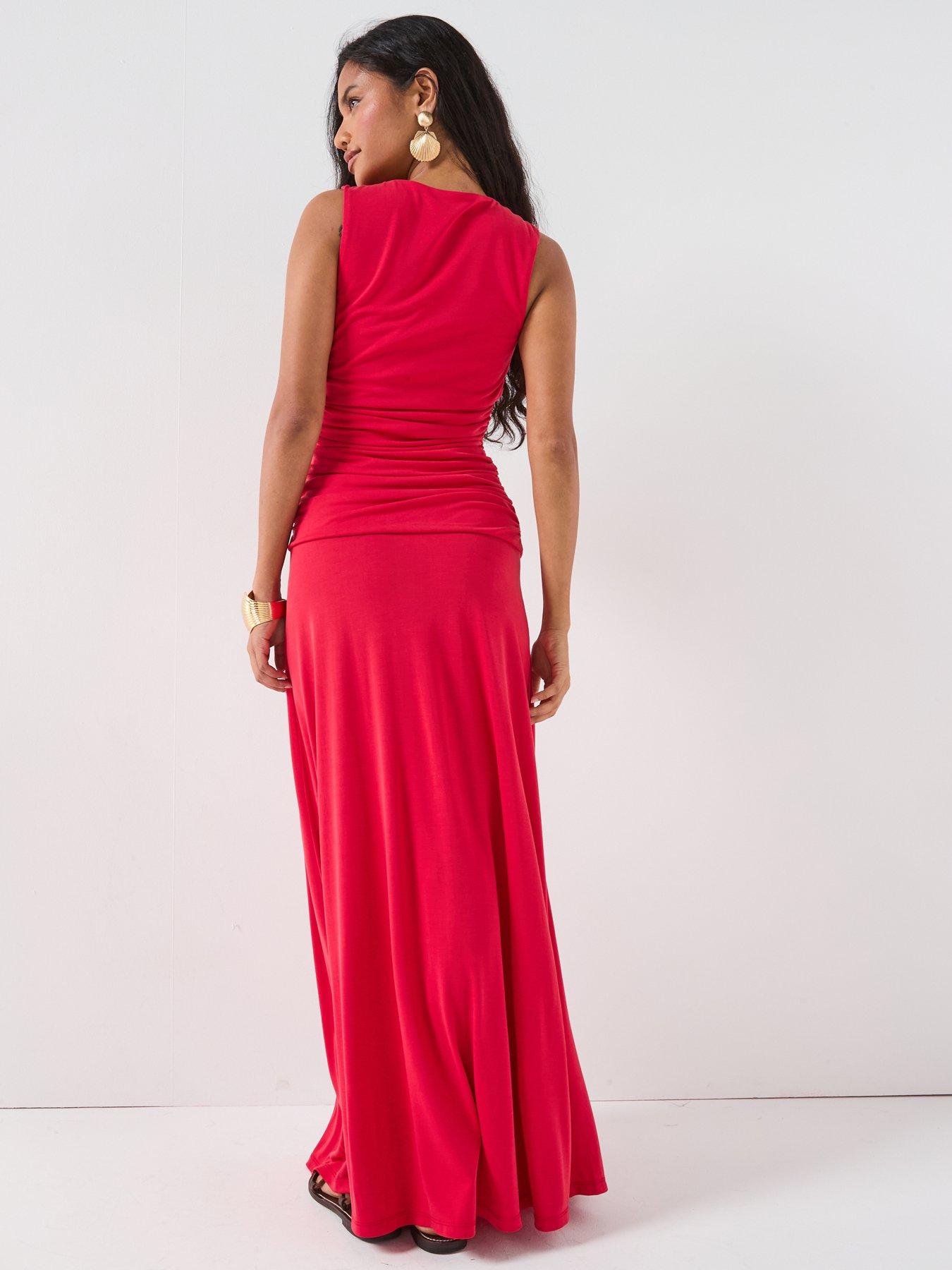 v-by-very-drape-ruched-detail-dress-redstillFront