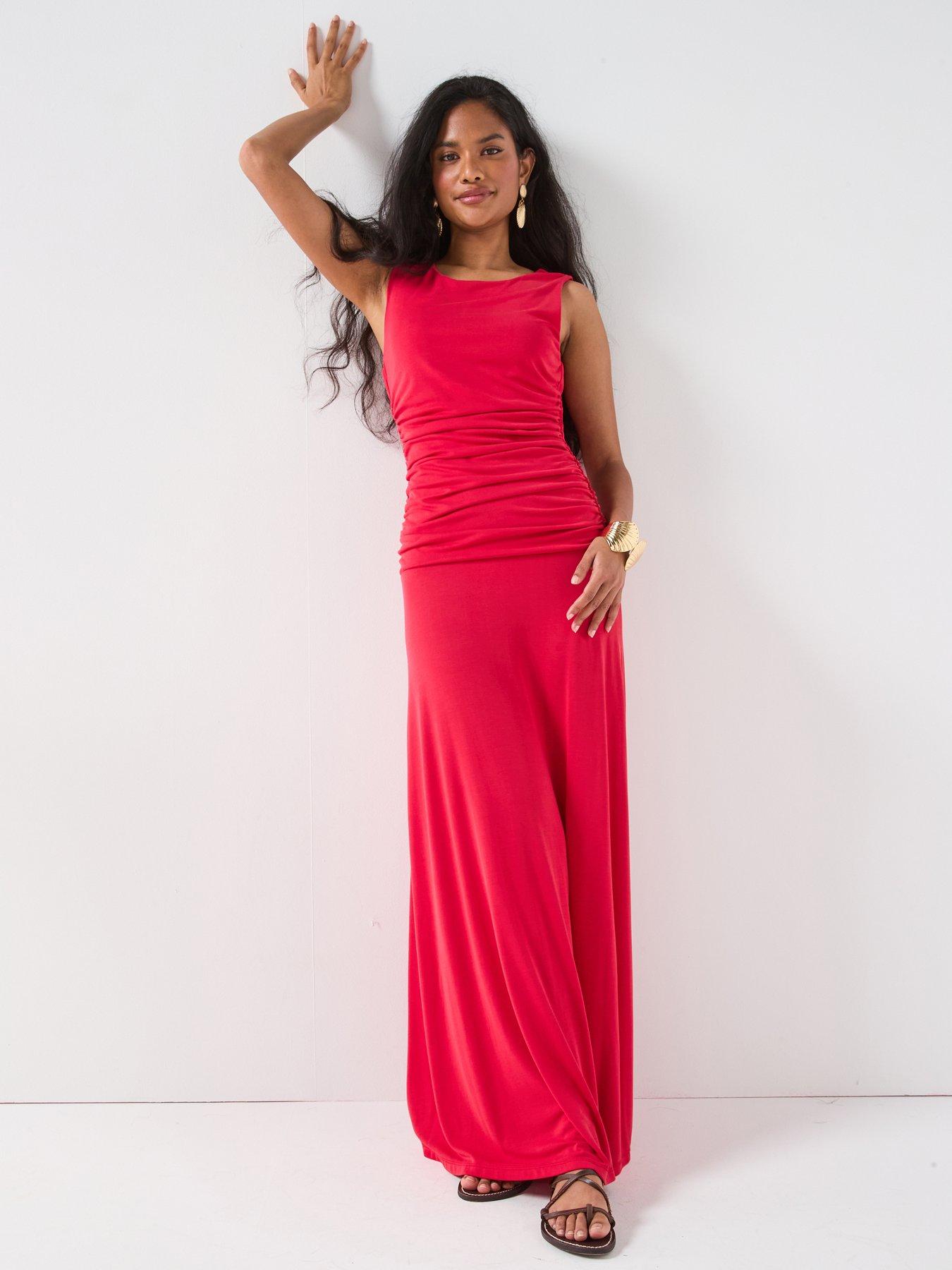 v-by-very-drape-ruched-detail-dress-redback