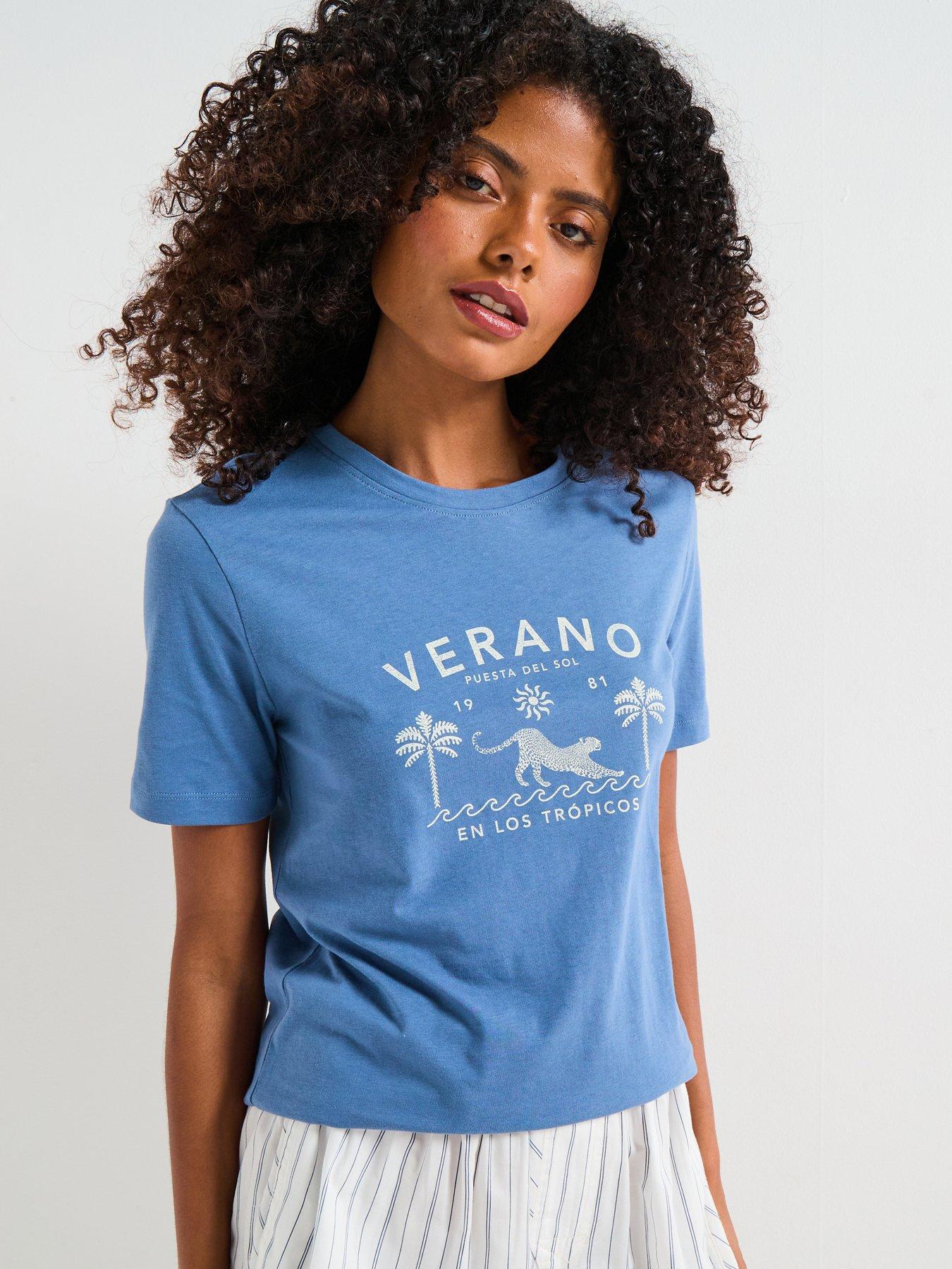 V by Very Crew Graphic Tee - Blue