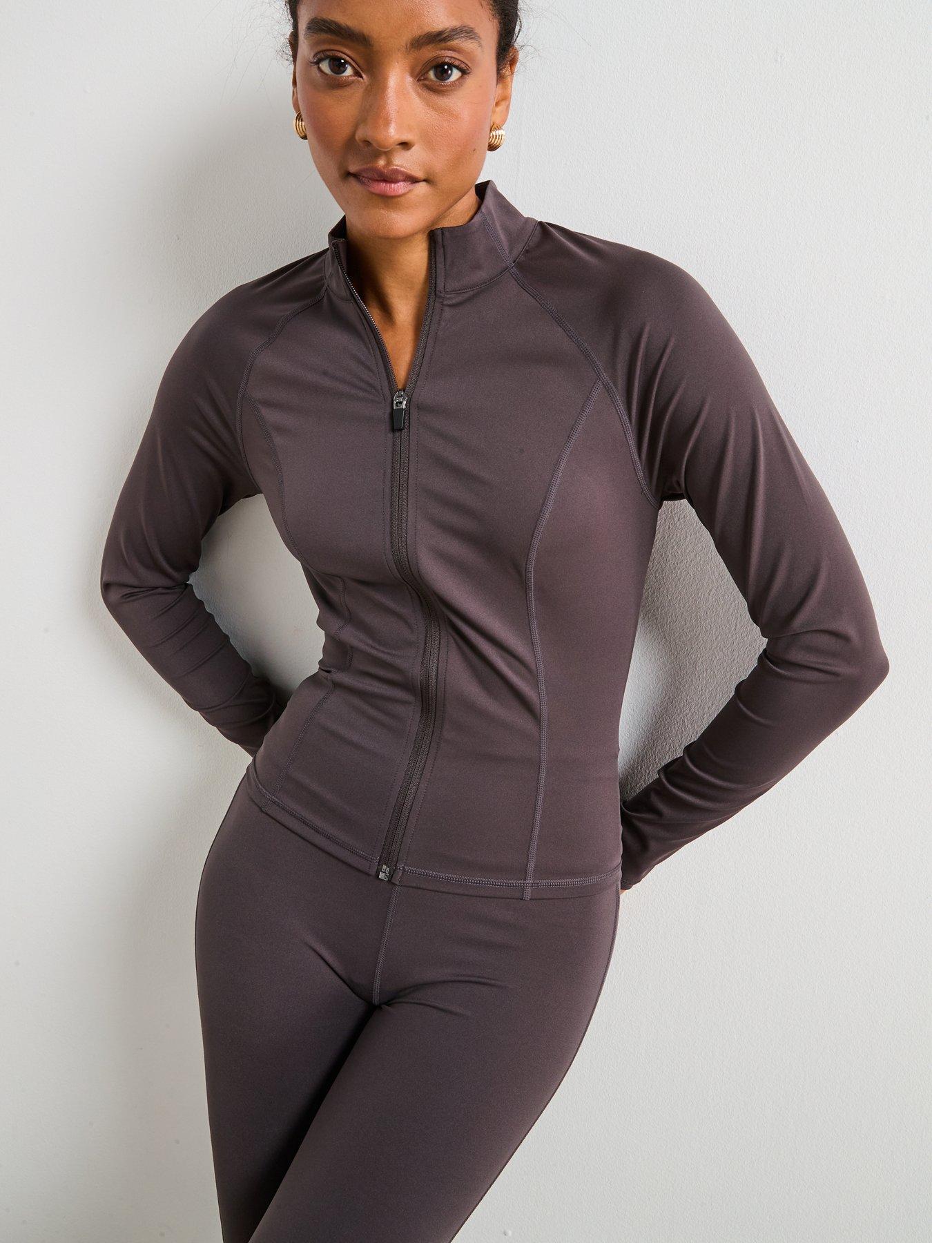 Image 1 of 6 of V by Very Zip Through Althleisure Jacket - Brown