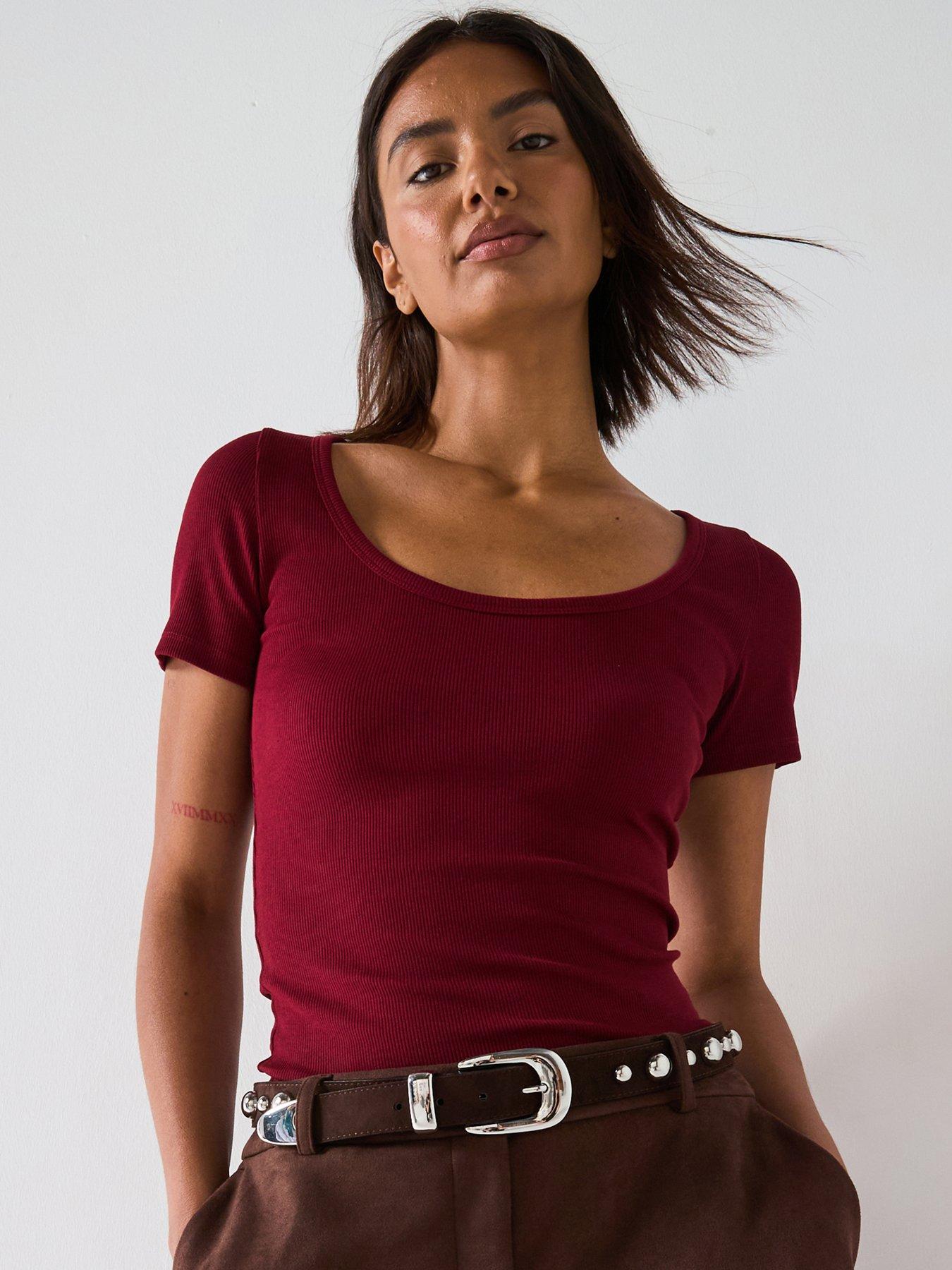 v-by-very-scoop-rib-tee-burgundy