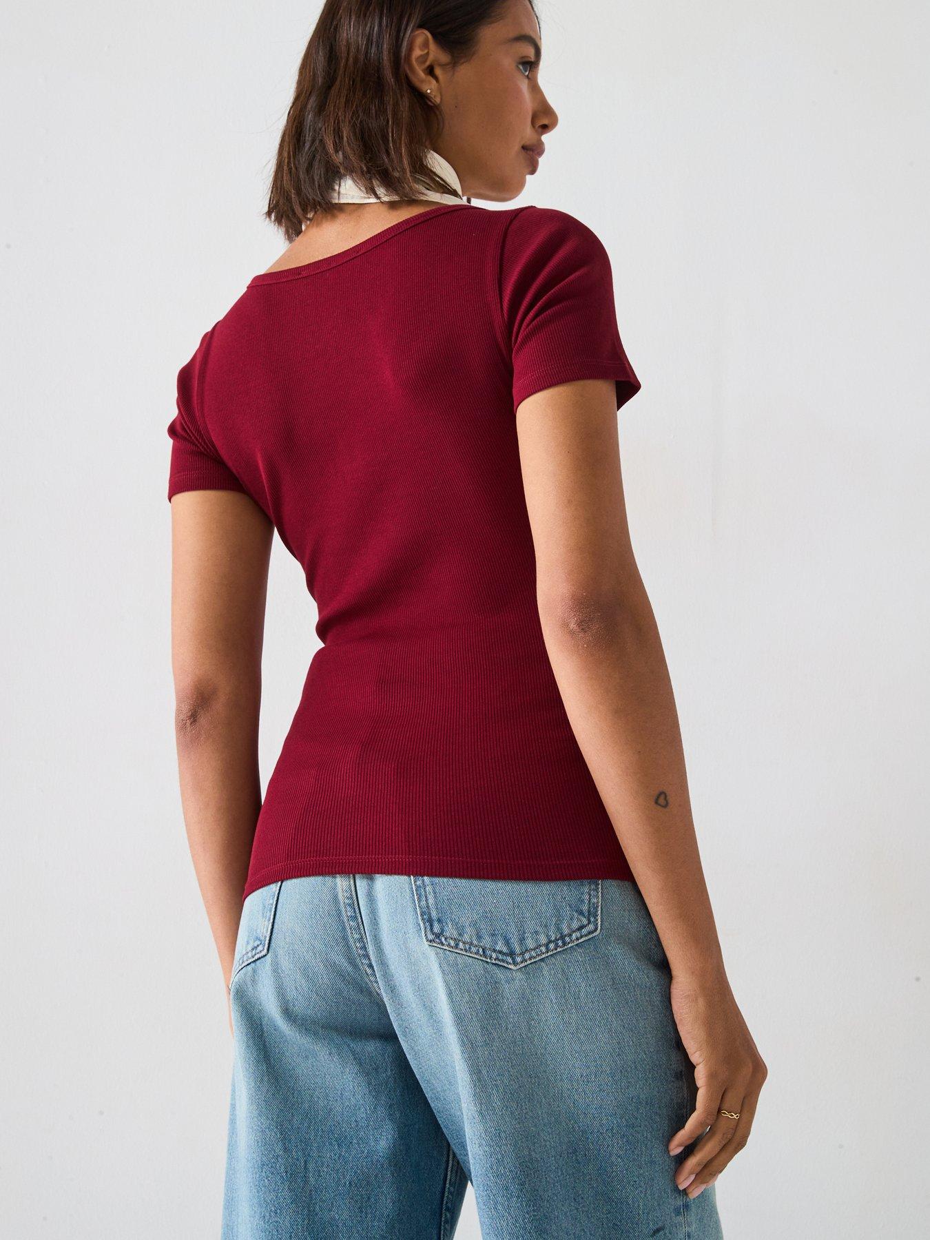 v-by-very-scoop-rib-tee-burgundystillFront
