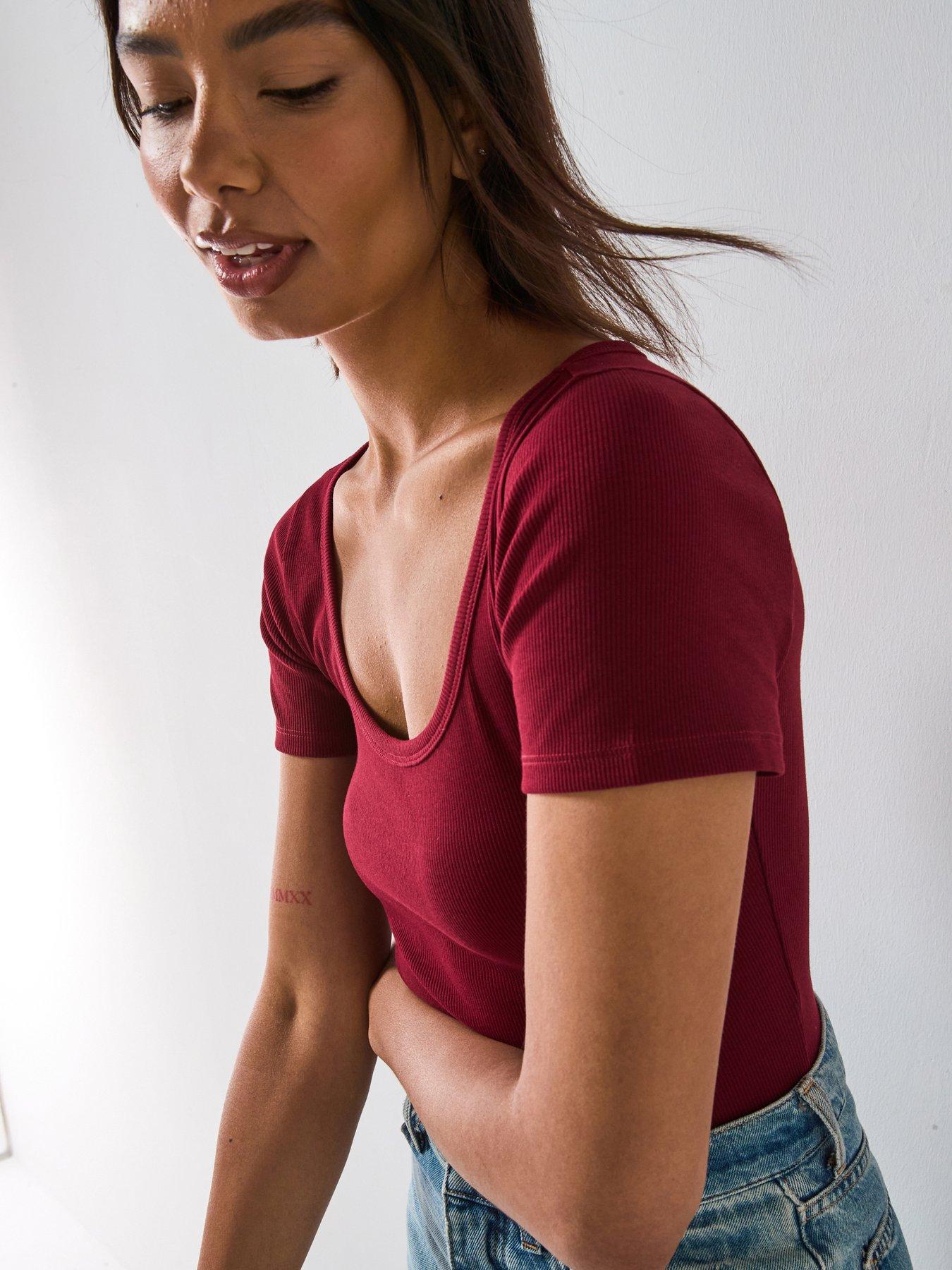v-by-very-scoop-rib-tee-burgundydetail