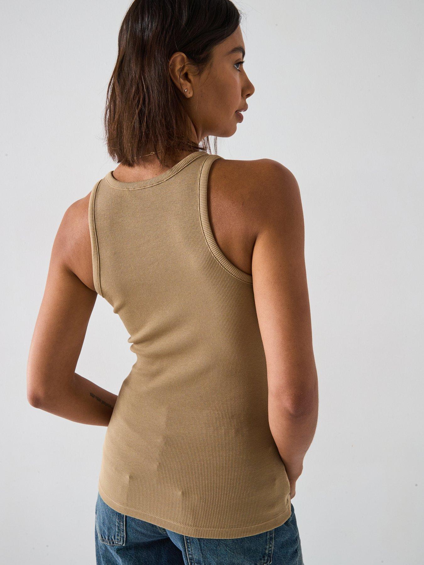 Image 2 of 6 of V by Very High Neck Rib Vest - Beige