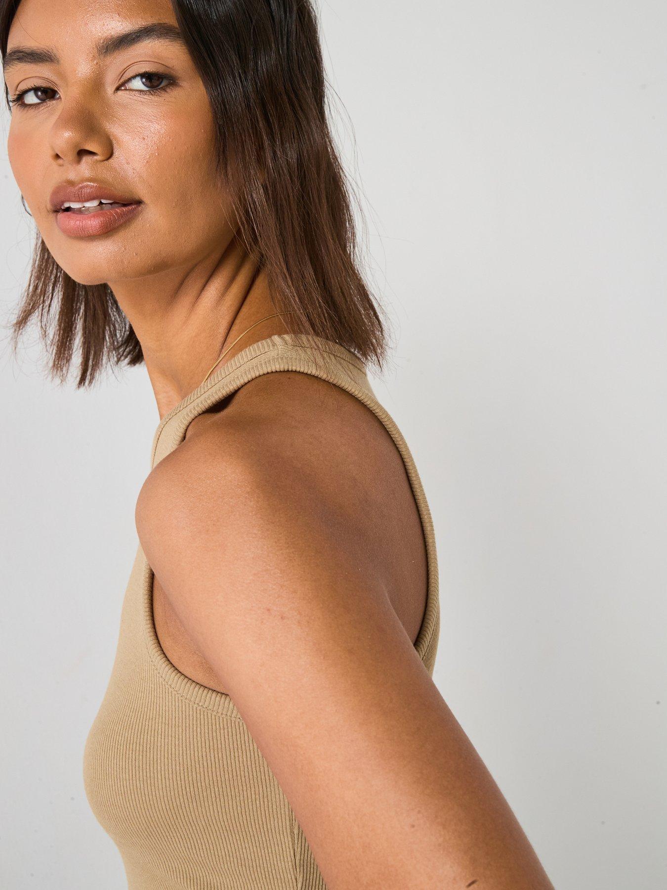 Image 4 of 6 of V by Very High Neck Rib Vest - Beige