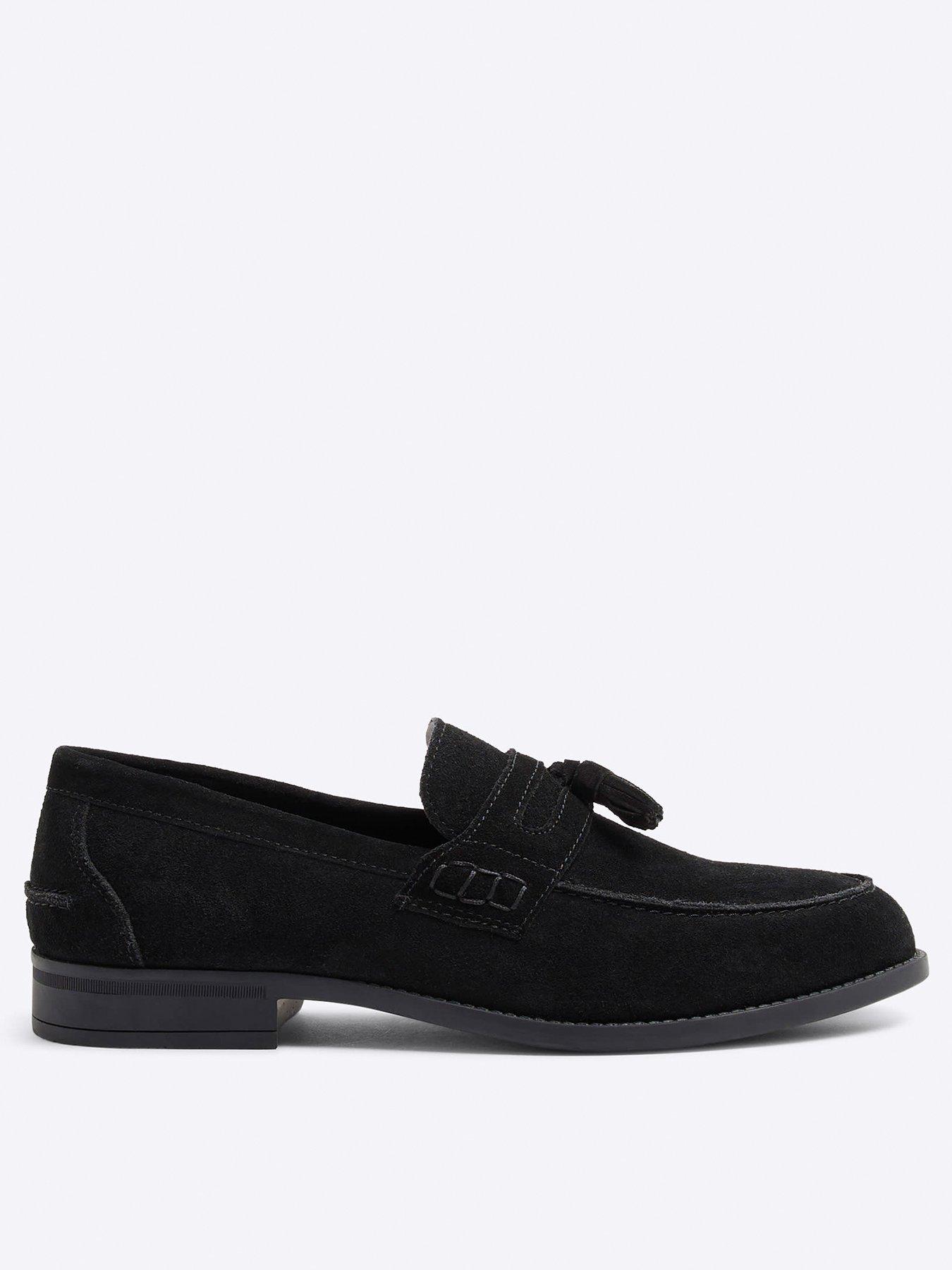 Image of River Island Sardinia Suede Tassel Casual Slip On Shoes - Black
