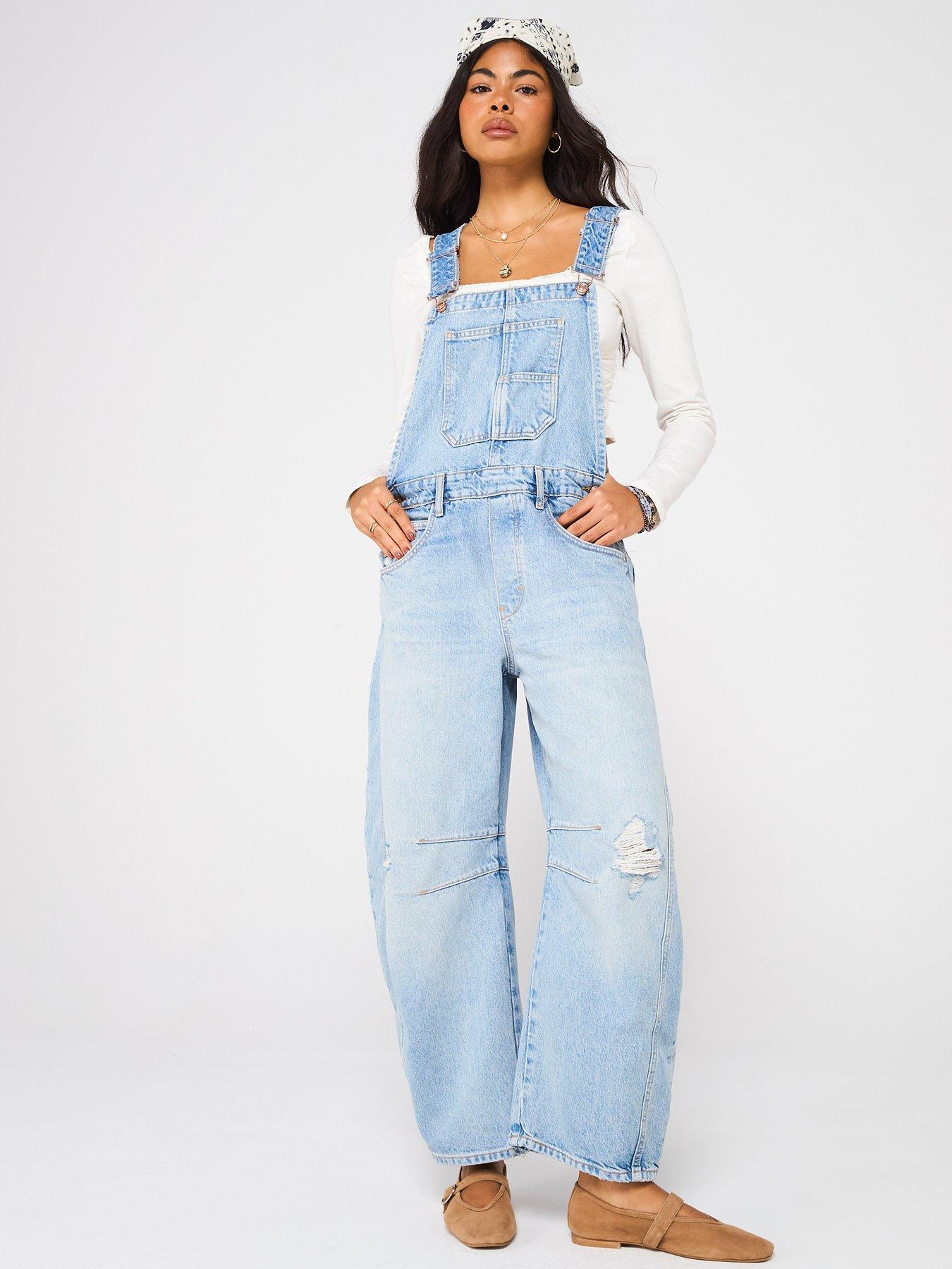 undefined Good Luck Denim Dungarees - Light Blue