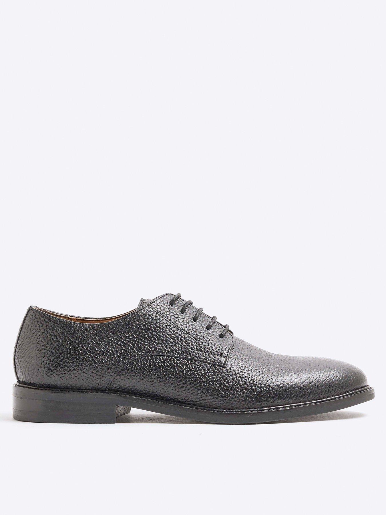 Image 1 of 5 of River Island Casual Pebbled Derby Shoes - Black