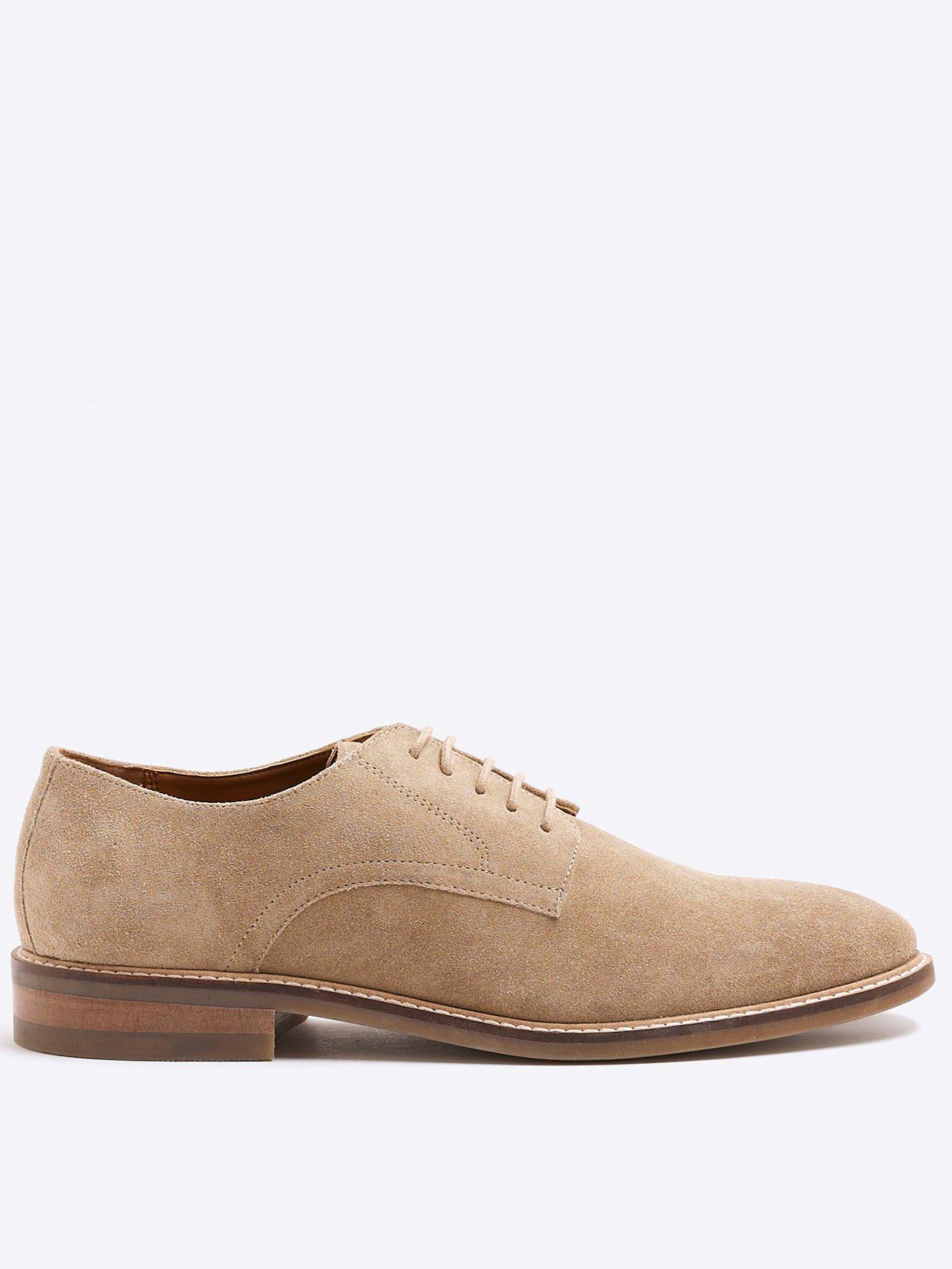 Image of River Island Formal Suede Lace Up Derby Shoes - Stone
