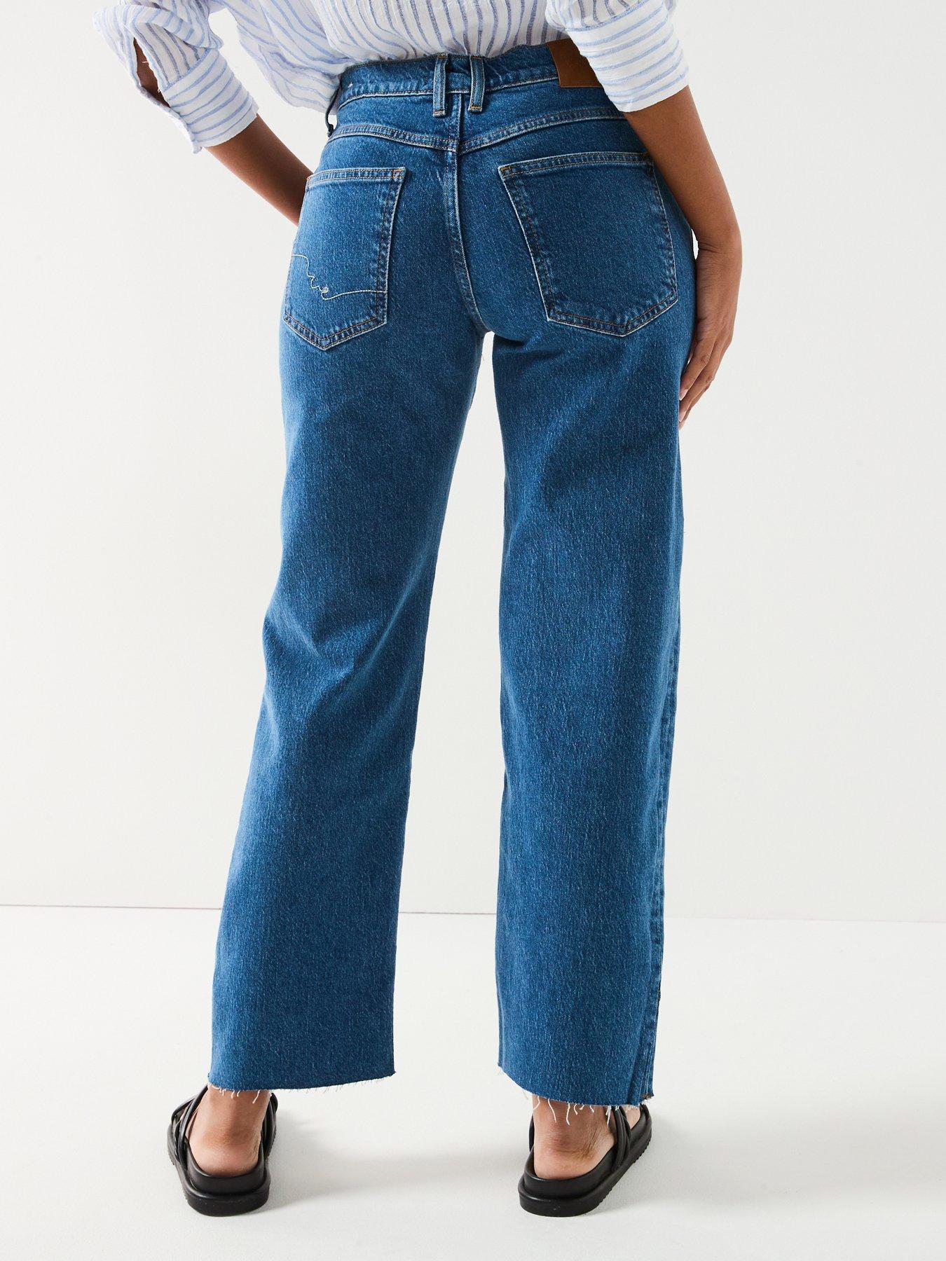 Image 2 of 6 of FREE PEOPLE Risk Taker Mid-Rise Straight Jeans - Dark Blue