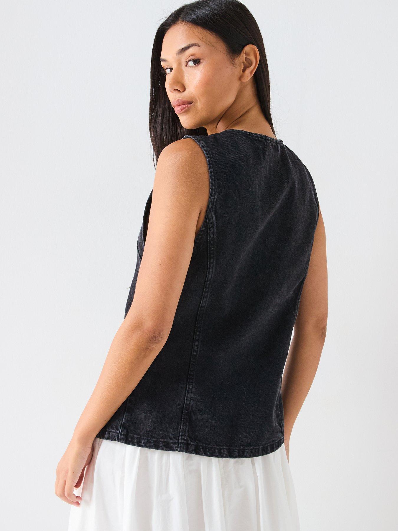 Image 2 of 5 of FREE PEOPLE Aimee Denim Vest Top - Black