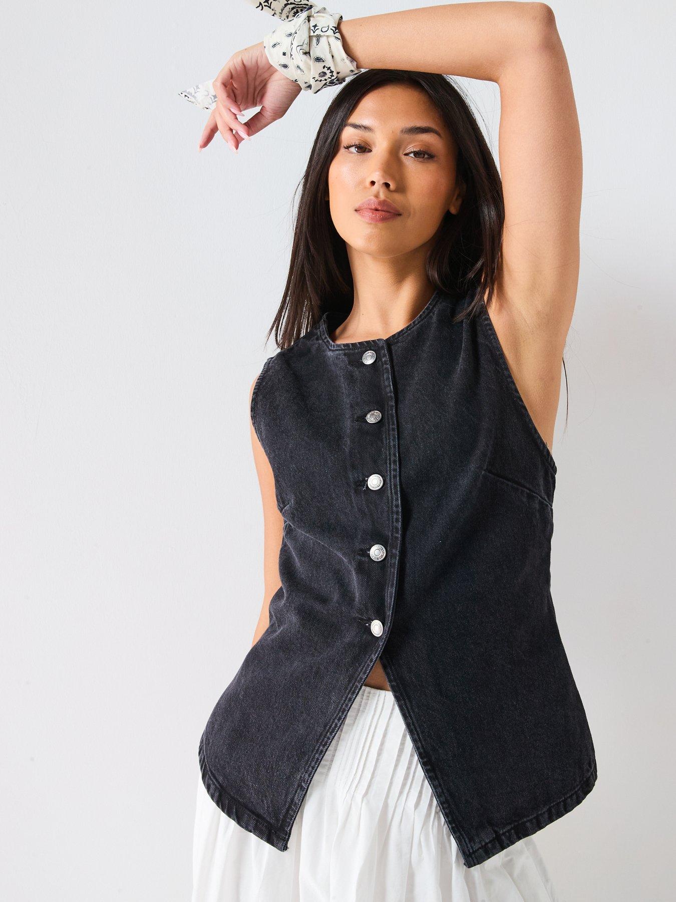 Image 5 of 5 of FREE PEOPLE Aimee Denim Vest Top - Black