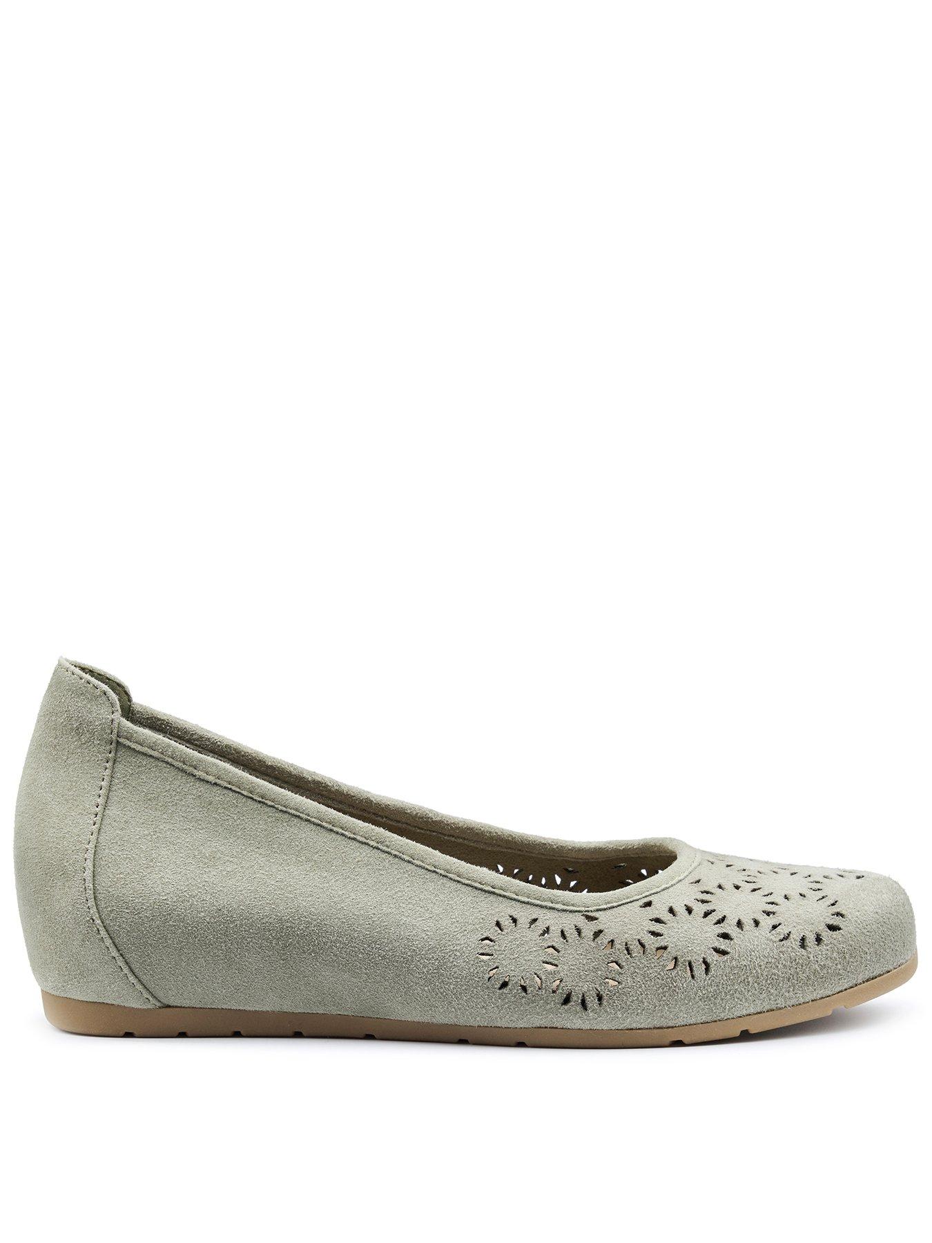 Hotter Swan Suede Wedge Shoe - Green