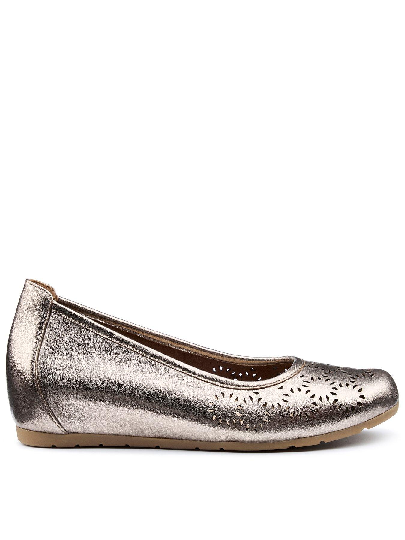 Image of Hotter Swan Wide Fit Metallic Wedge Shoe - Pewter