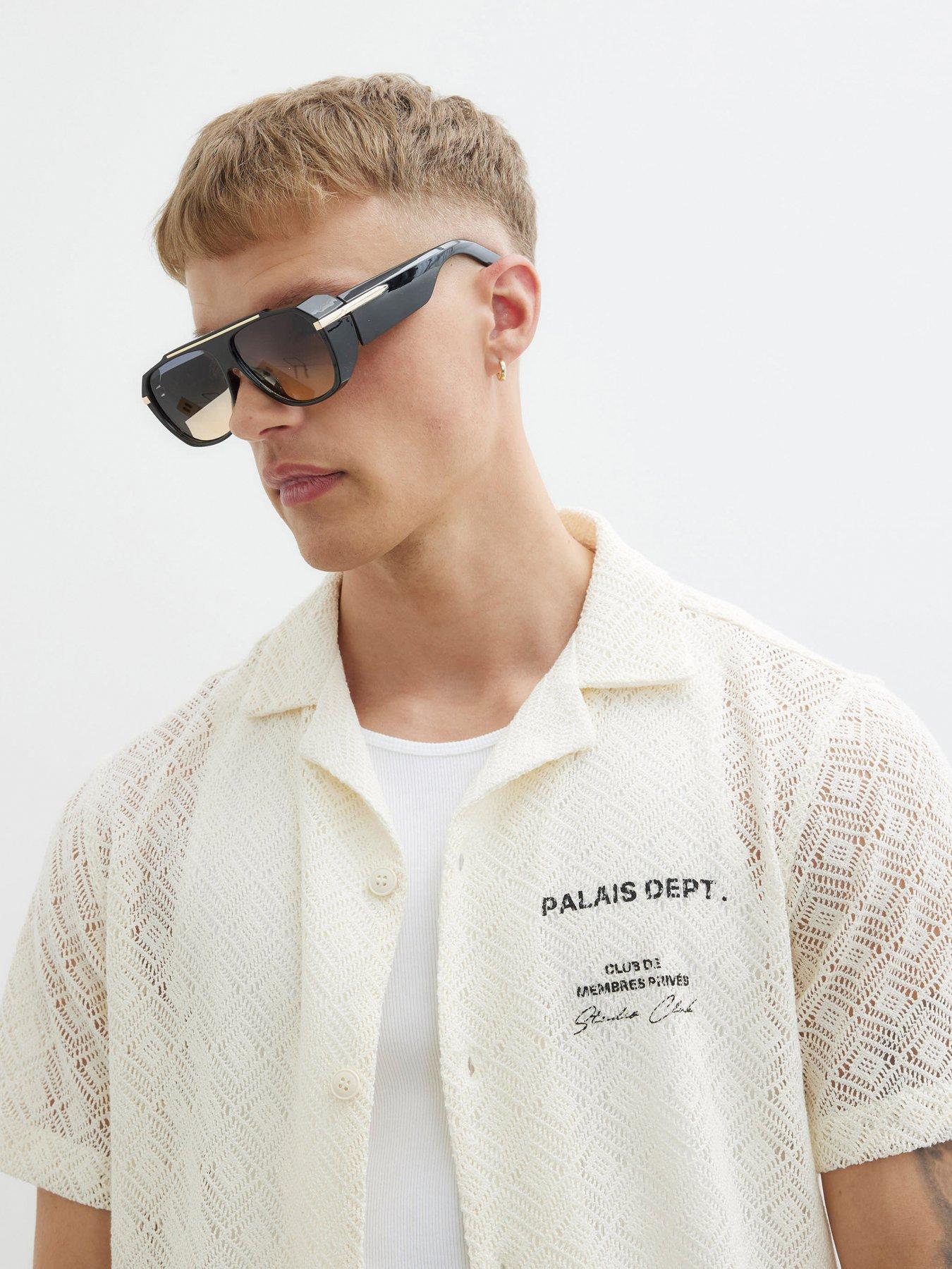 Image 1 of 4 of River Island Chunky Laddy Sunglasses - Black