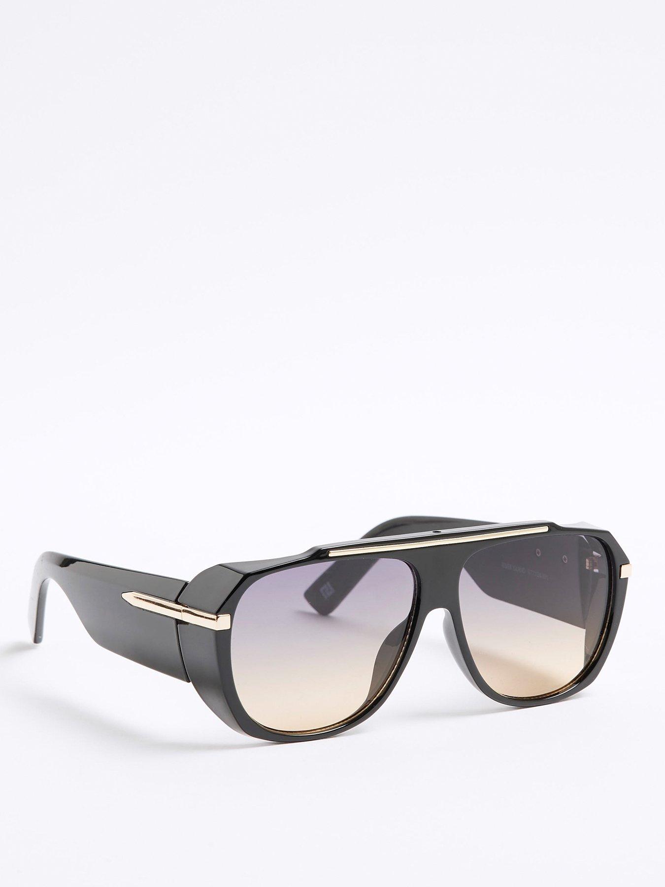 Image 2 of 4 of River Island Chunky Laddy Sunglasses - Black