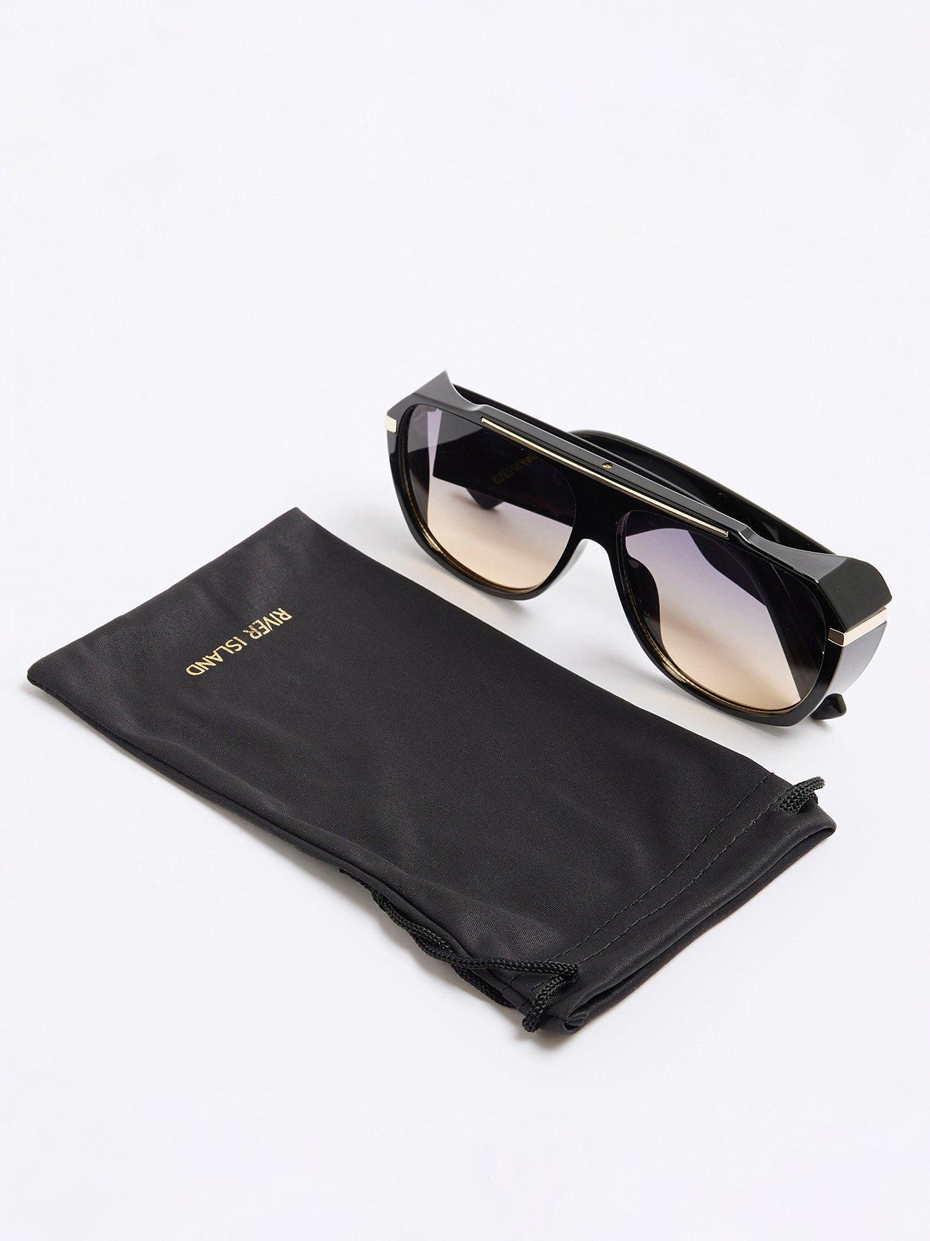 Image 3 of 4 of River Island Chunky Laddy Sunglasses - Black